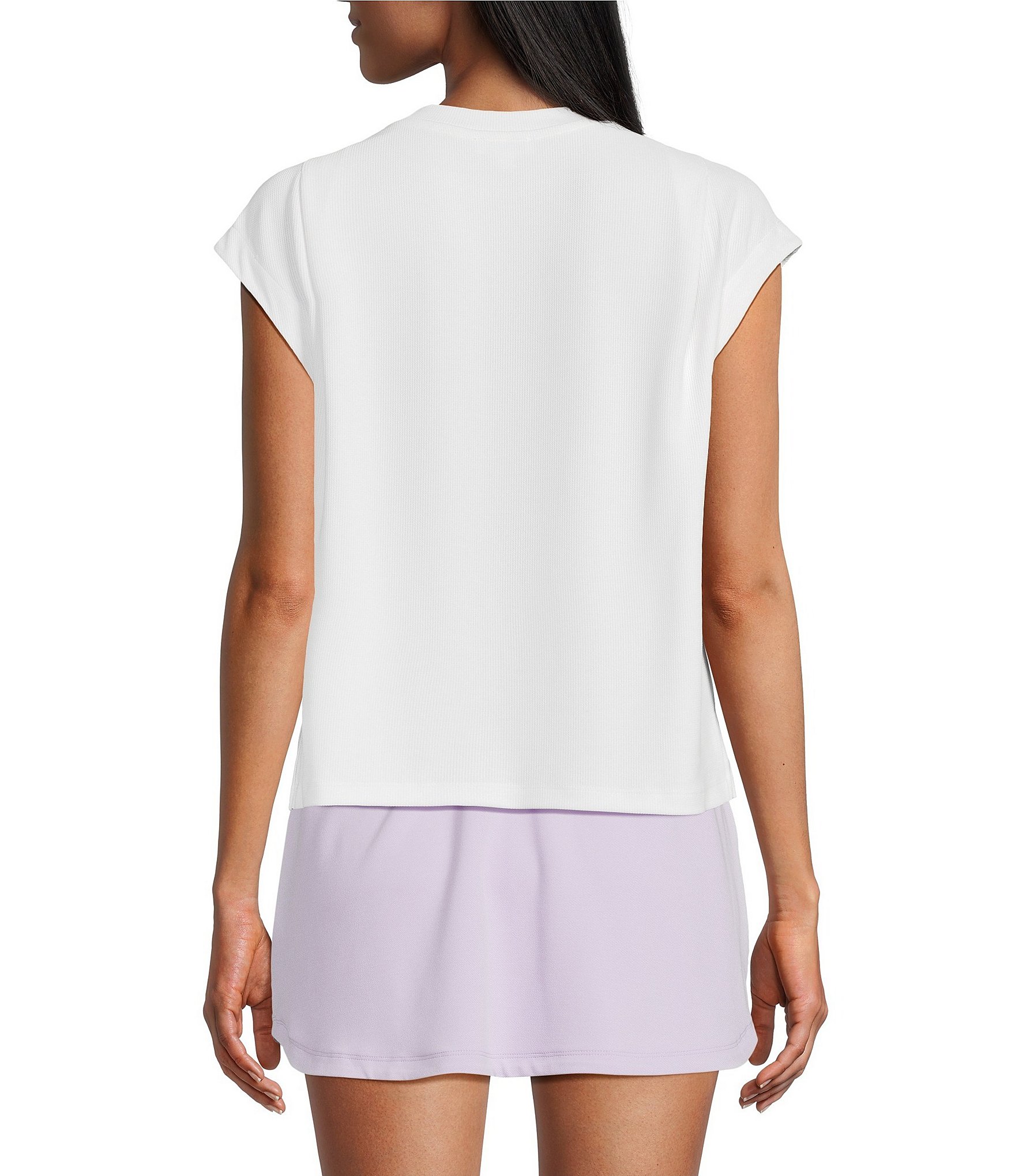 Westbound Crew Neck Sleeveless Pleat Shoulder Top