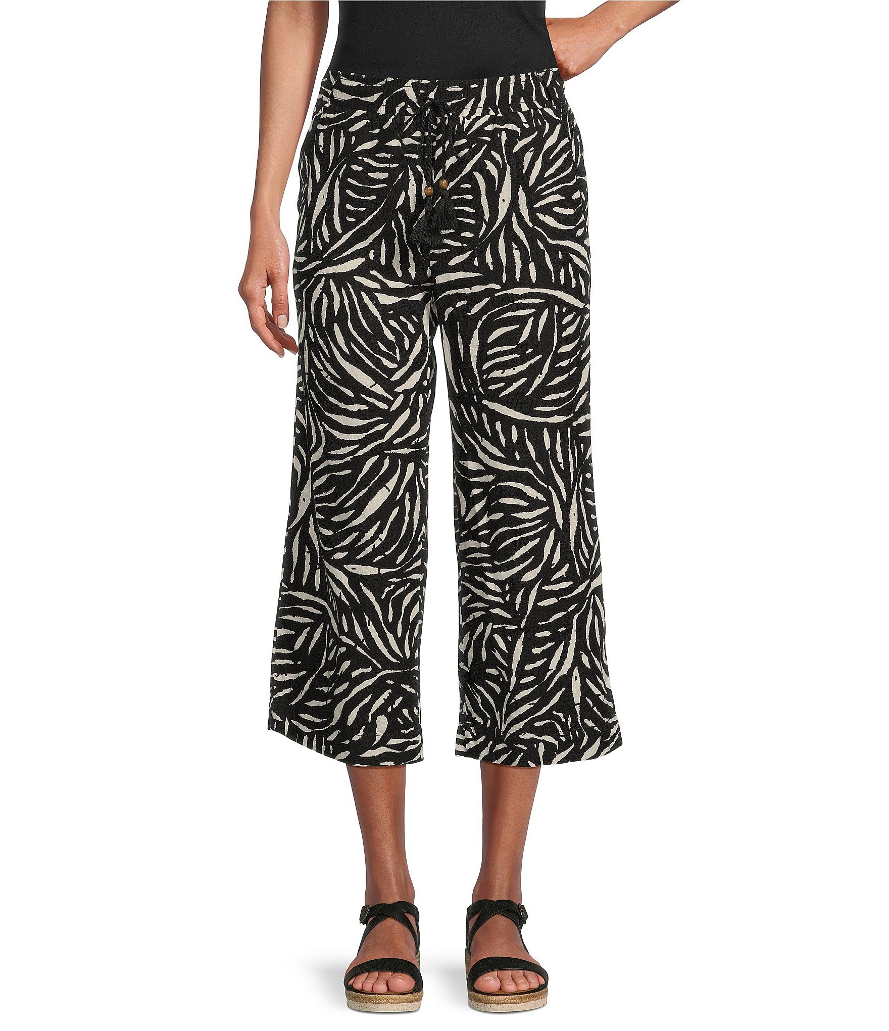 Pantalon Crop Femme George Taille 8 Beige - Taille élastique Lin - Taille Basse