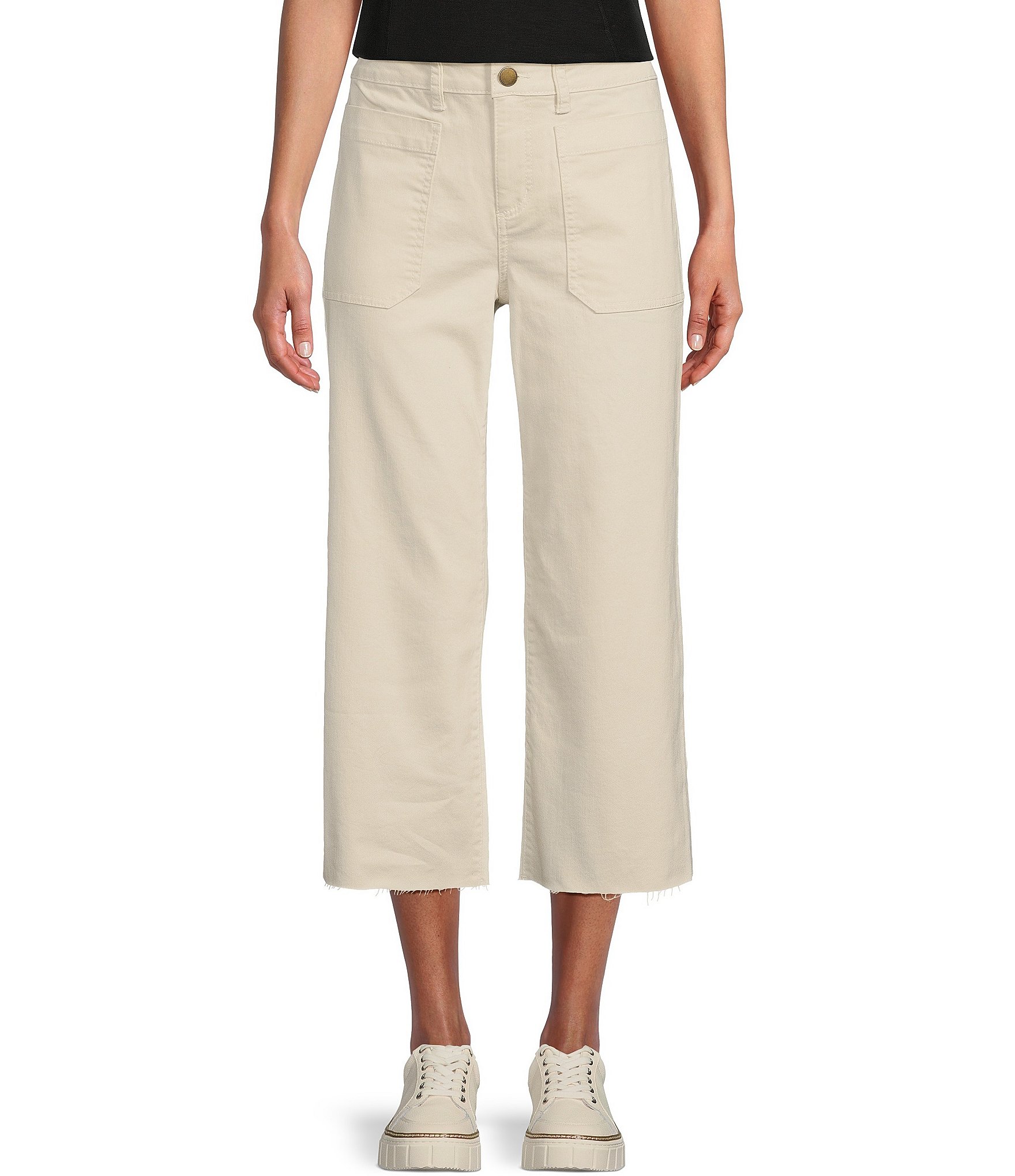 Westbound Crop High Rise Front Patch Pocket Wide Leg Jeans | Dillard's