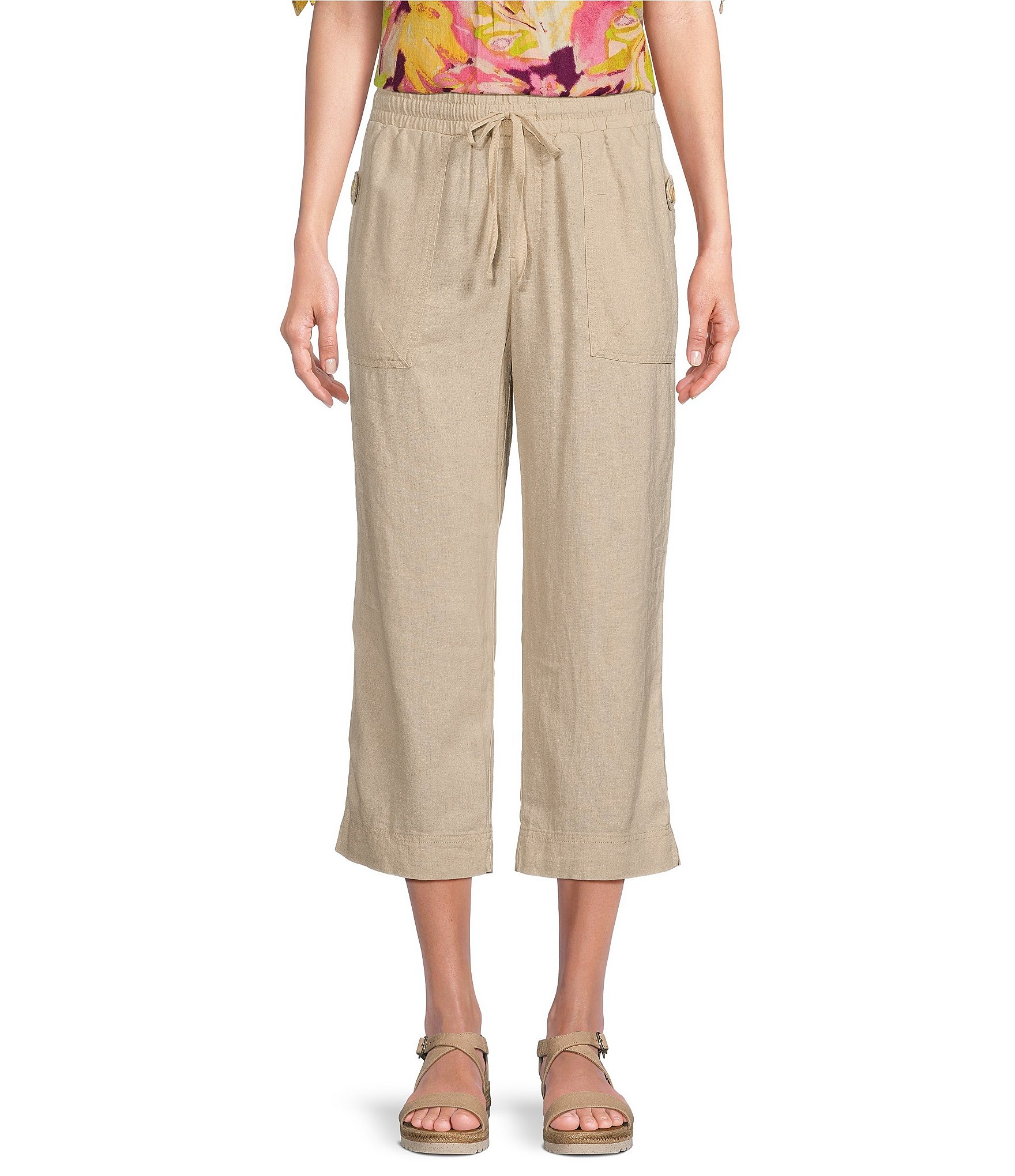 Westbound The Island Crop Pull On Mid Rise Wide Leg Drawstring Waist