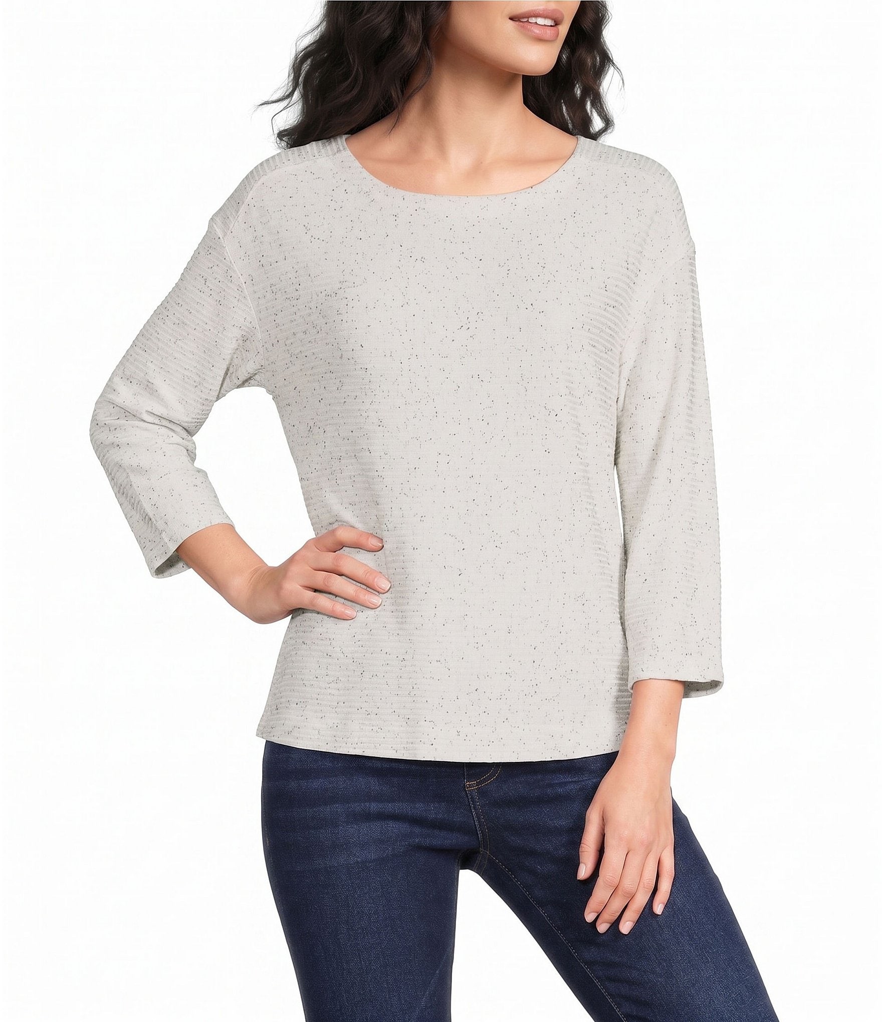 Westbound Dolman 3/4 Sleeve Boat Neck Top