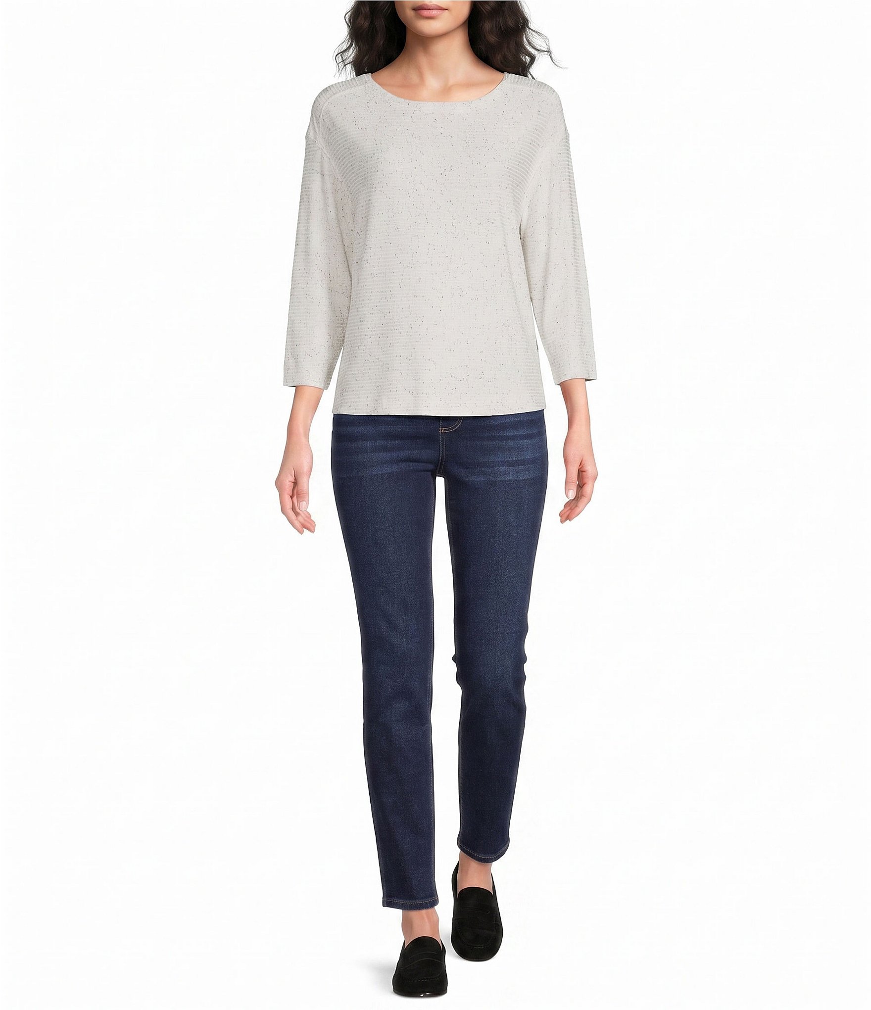 Westbound Dolman 3/4 Sleeve Boat Neck Top