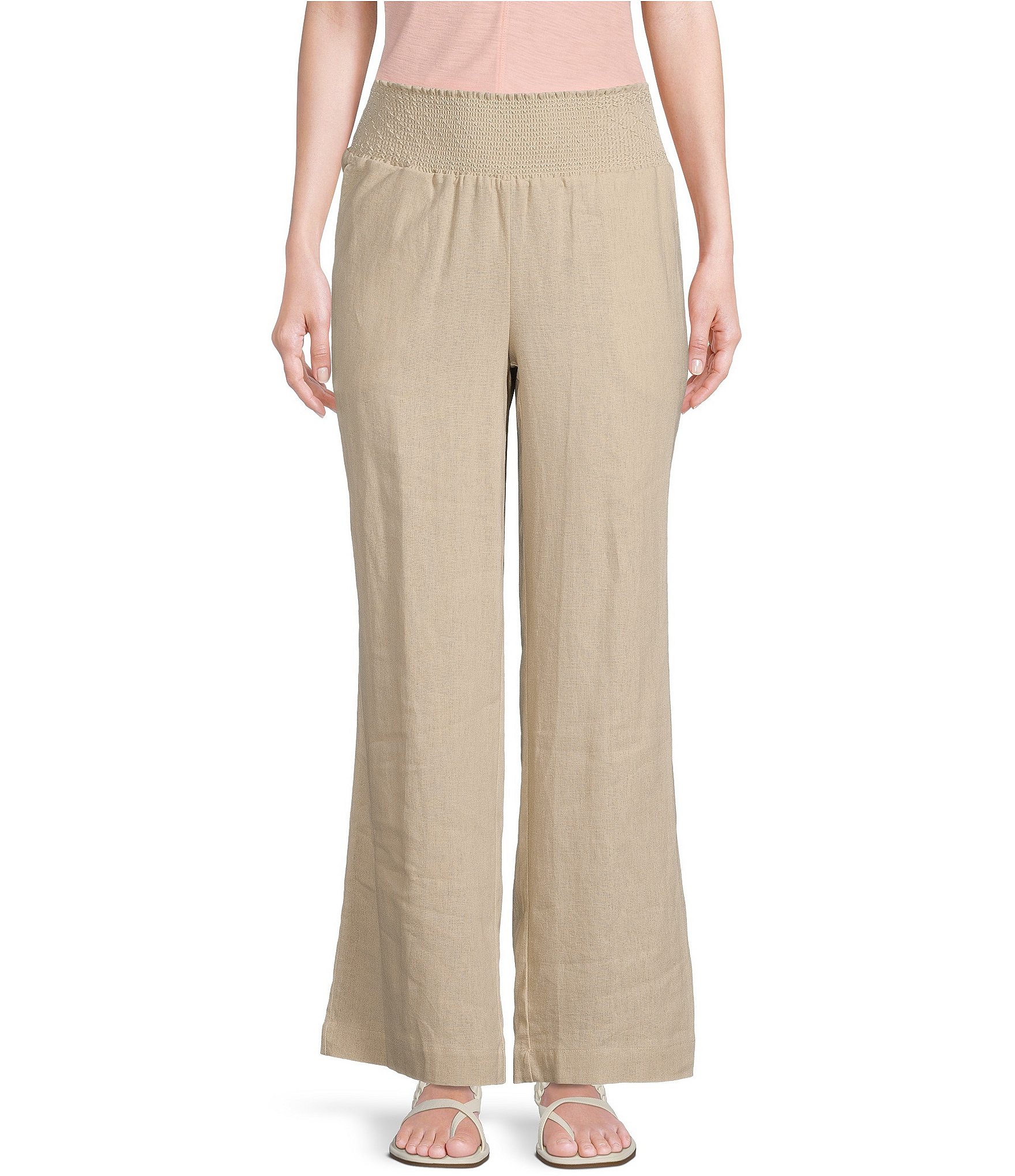 Westbound Drawstring Clean Hem Wide Leg Mid Rise Linen Pants Dillard's