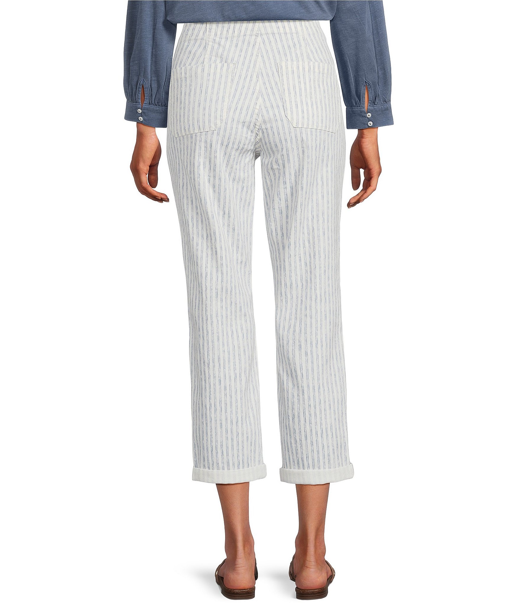 Westbound Herringbone Striped High Rise Crop Pants