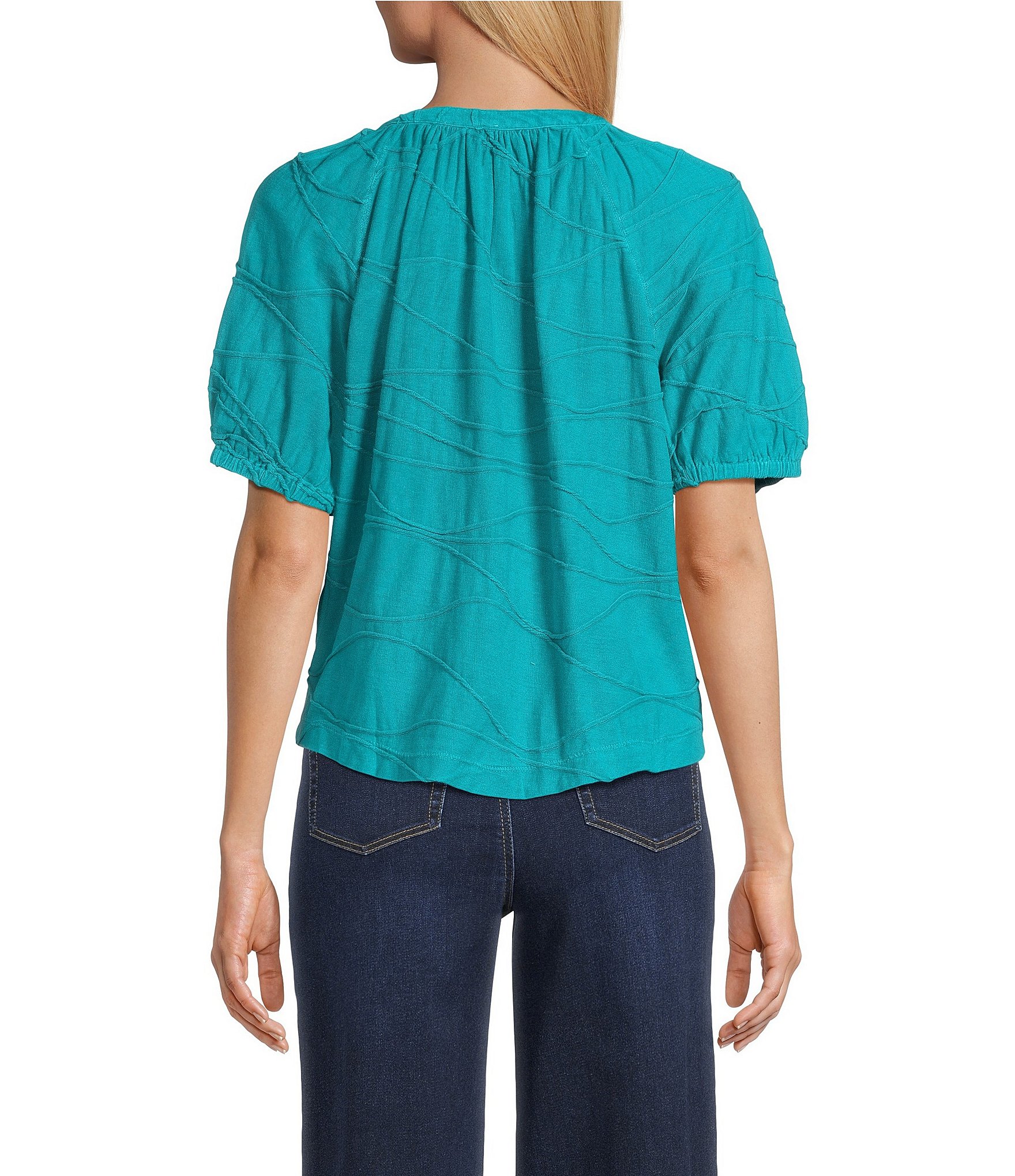 Westbound Knit Elbow Sleeve Henley Top