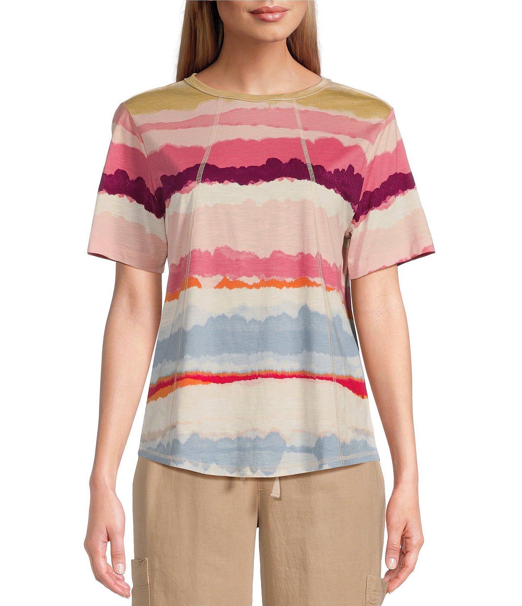 Westbound Knit Stripe Short Sleeve Crew Neck Top | Dillard's