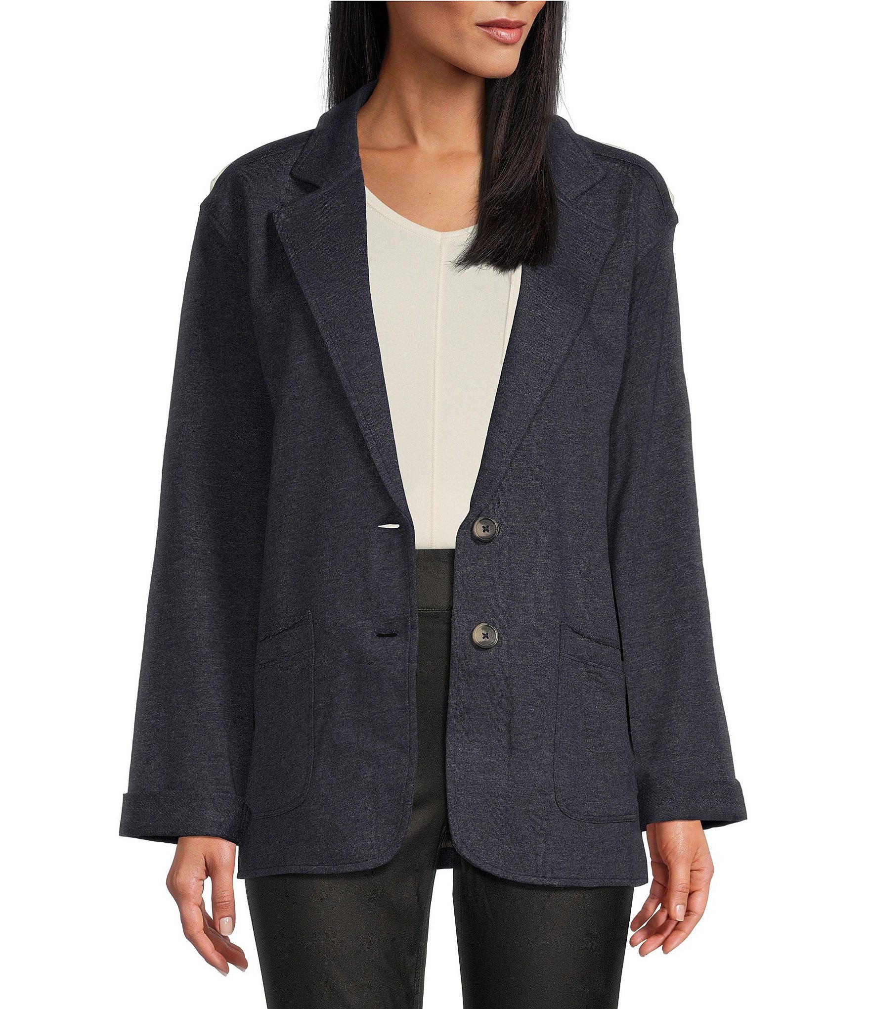 1. STATE Long Sleeve Notch Lapel Single Button Front Pocketed