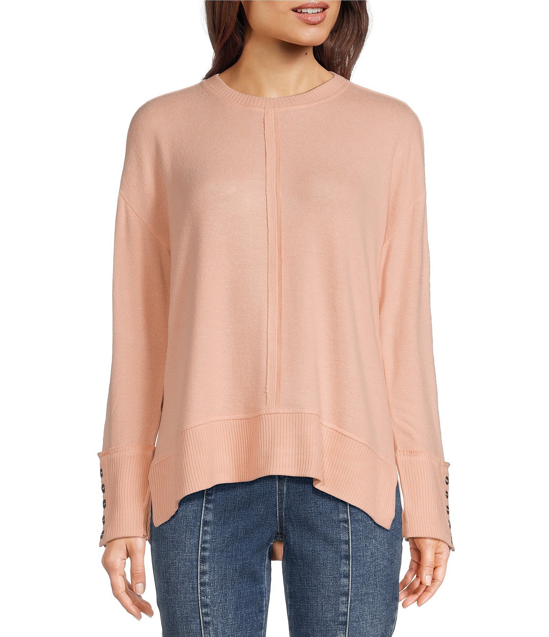 Westbound Long Sleeve Crew Neck Button Cuff Top | Dillard's