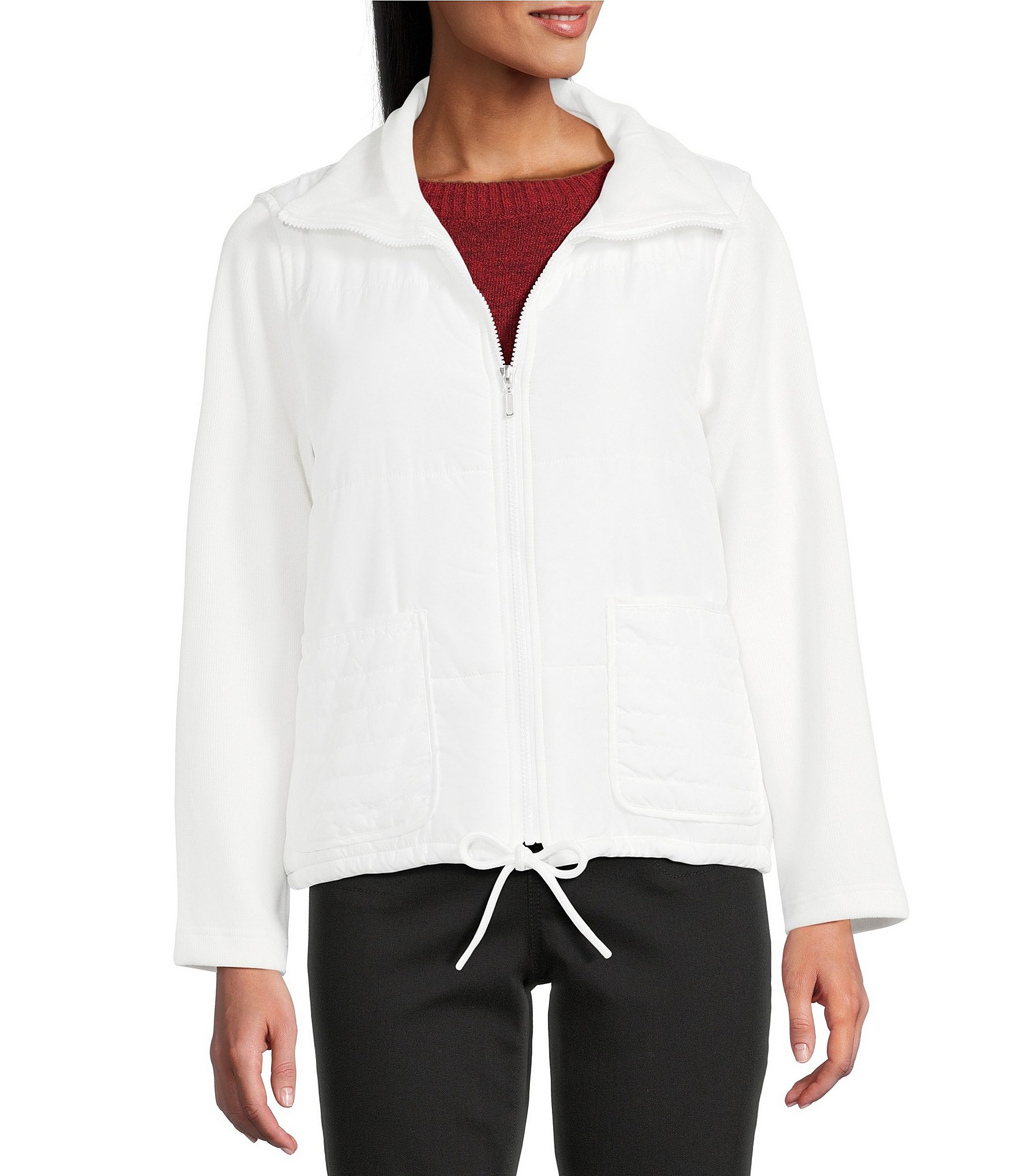 Westbound Long Sleeve Drop Shoulder Zip-Front Quilted Jacket