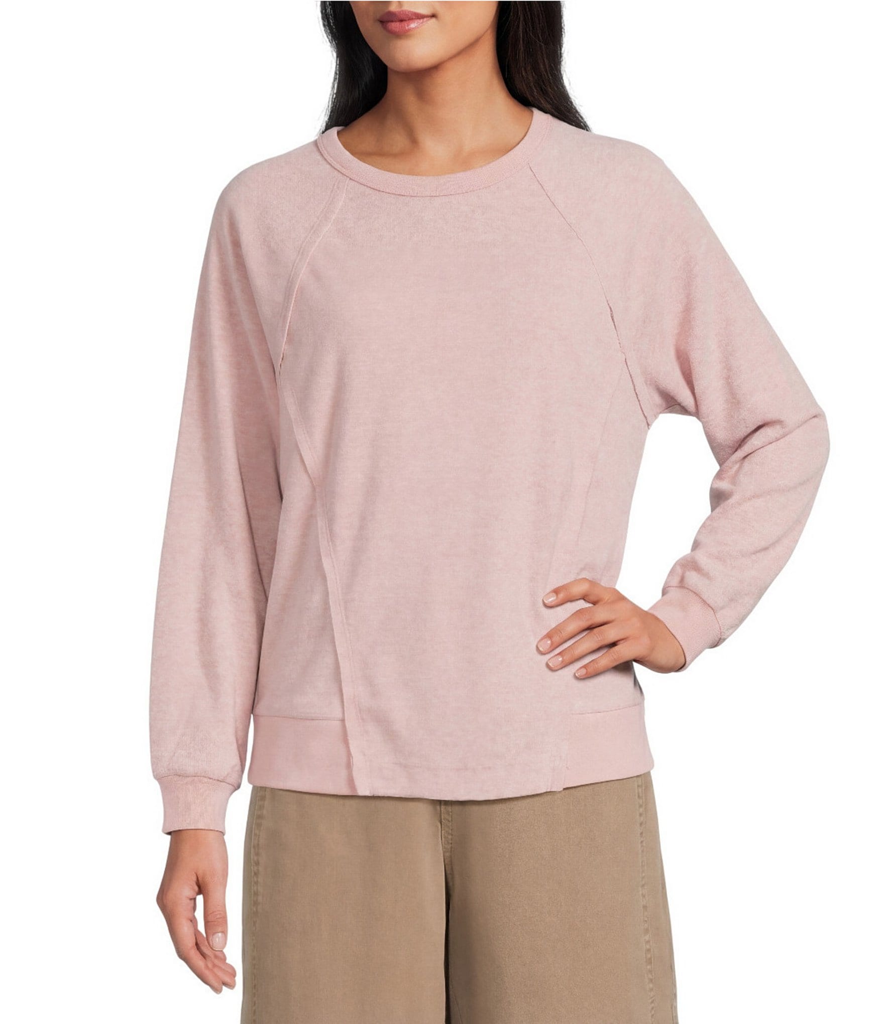 Westbound Petite Crewneck Long Sleeve Pullover Top