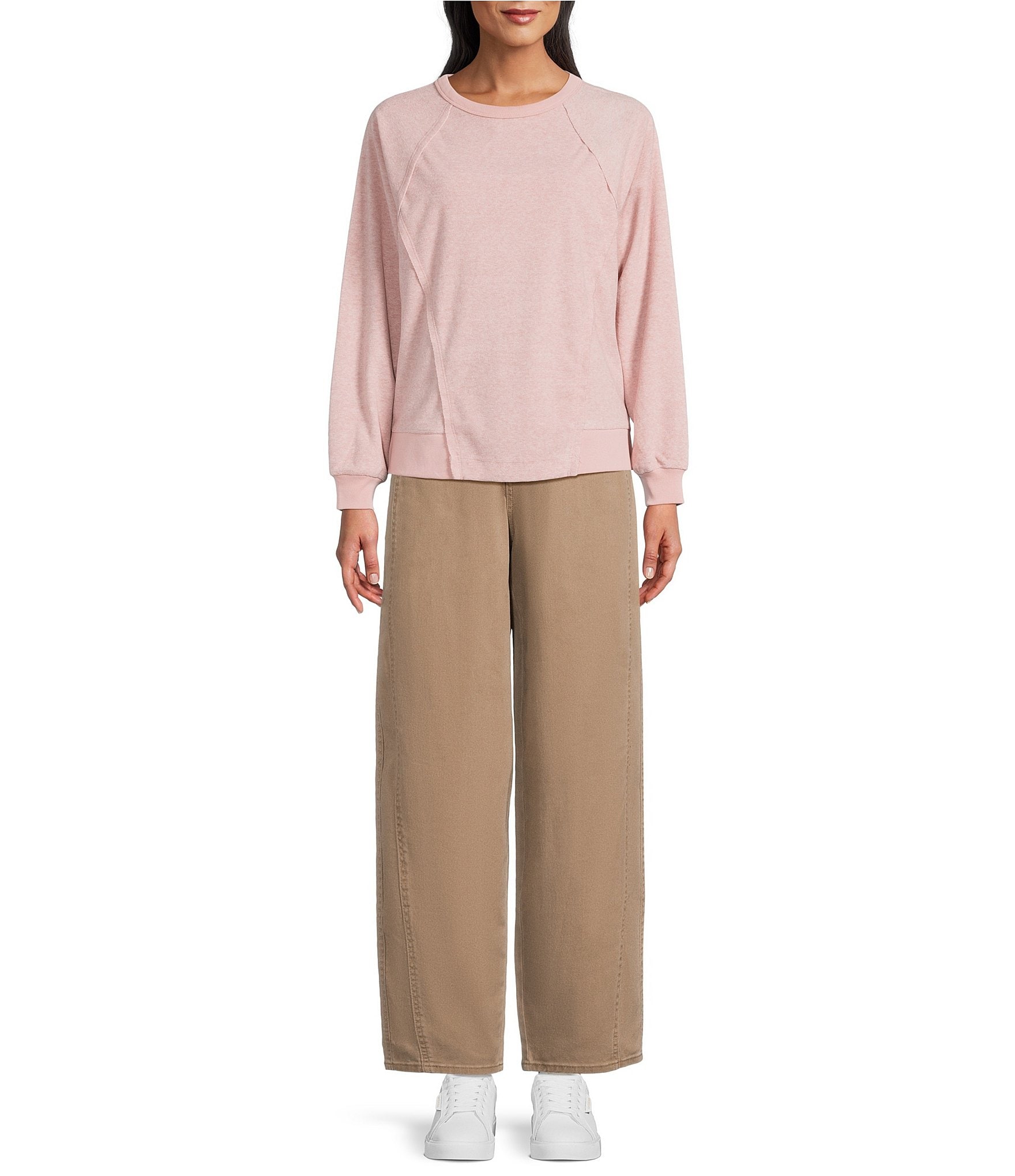 Westbound Petite Crewneck Long Sleeve Pullover Top