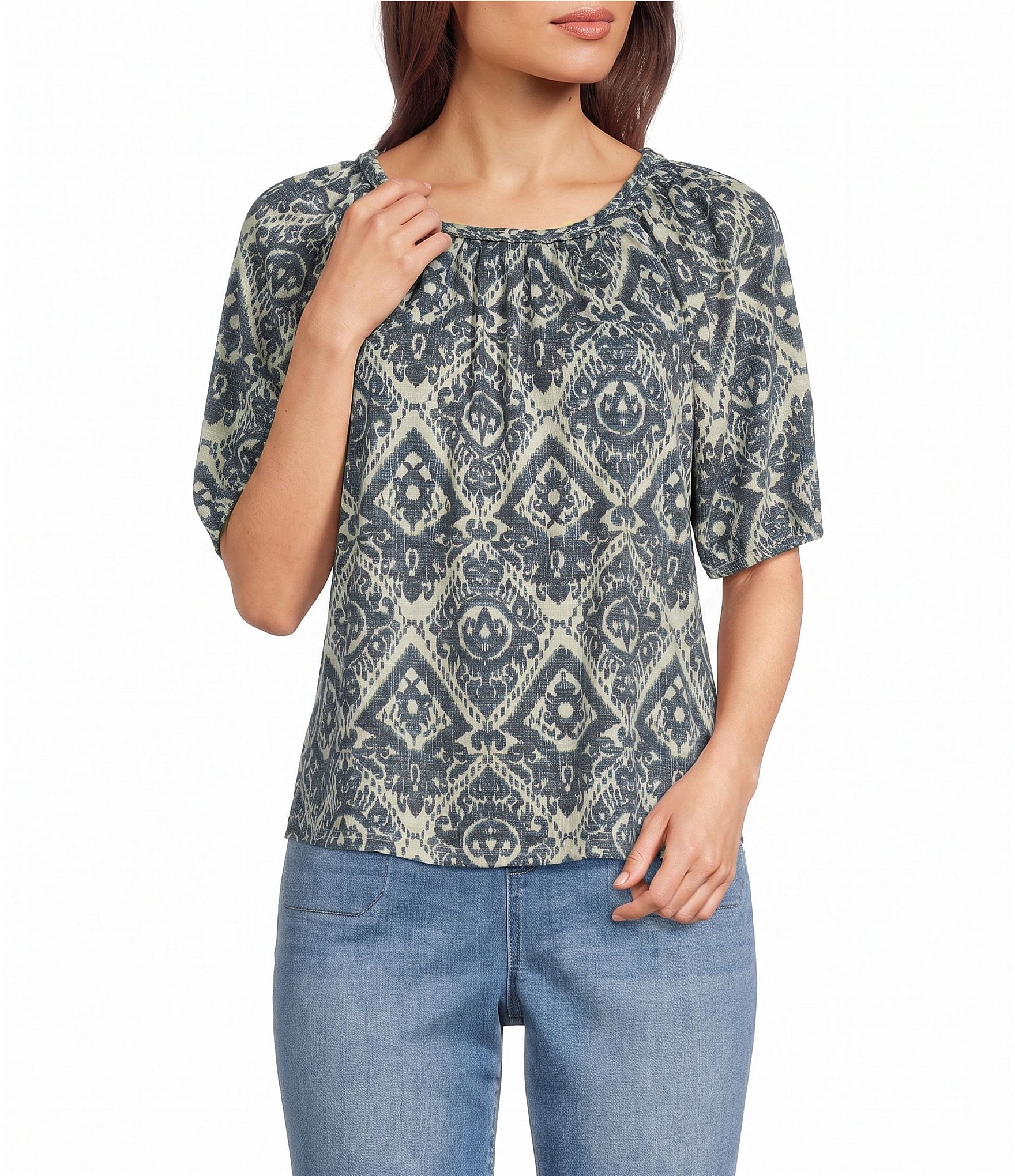 Westbound Petite Size 3/4 Sleeve Crew Neck Knit Top
