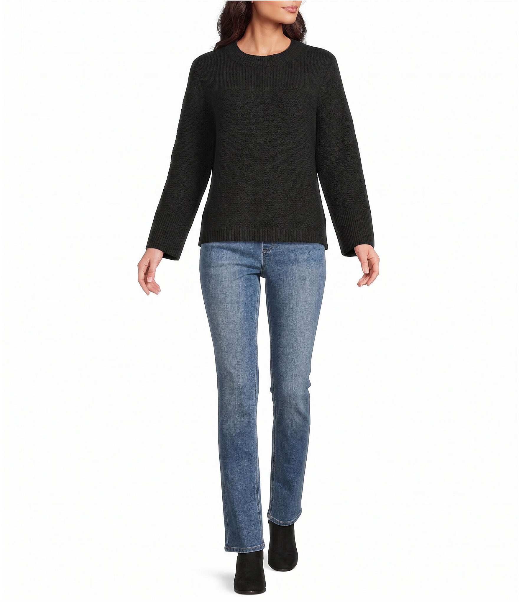 Westbound Petite Size 3/4 Sleeve Crew Neck Sweater