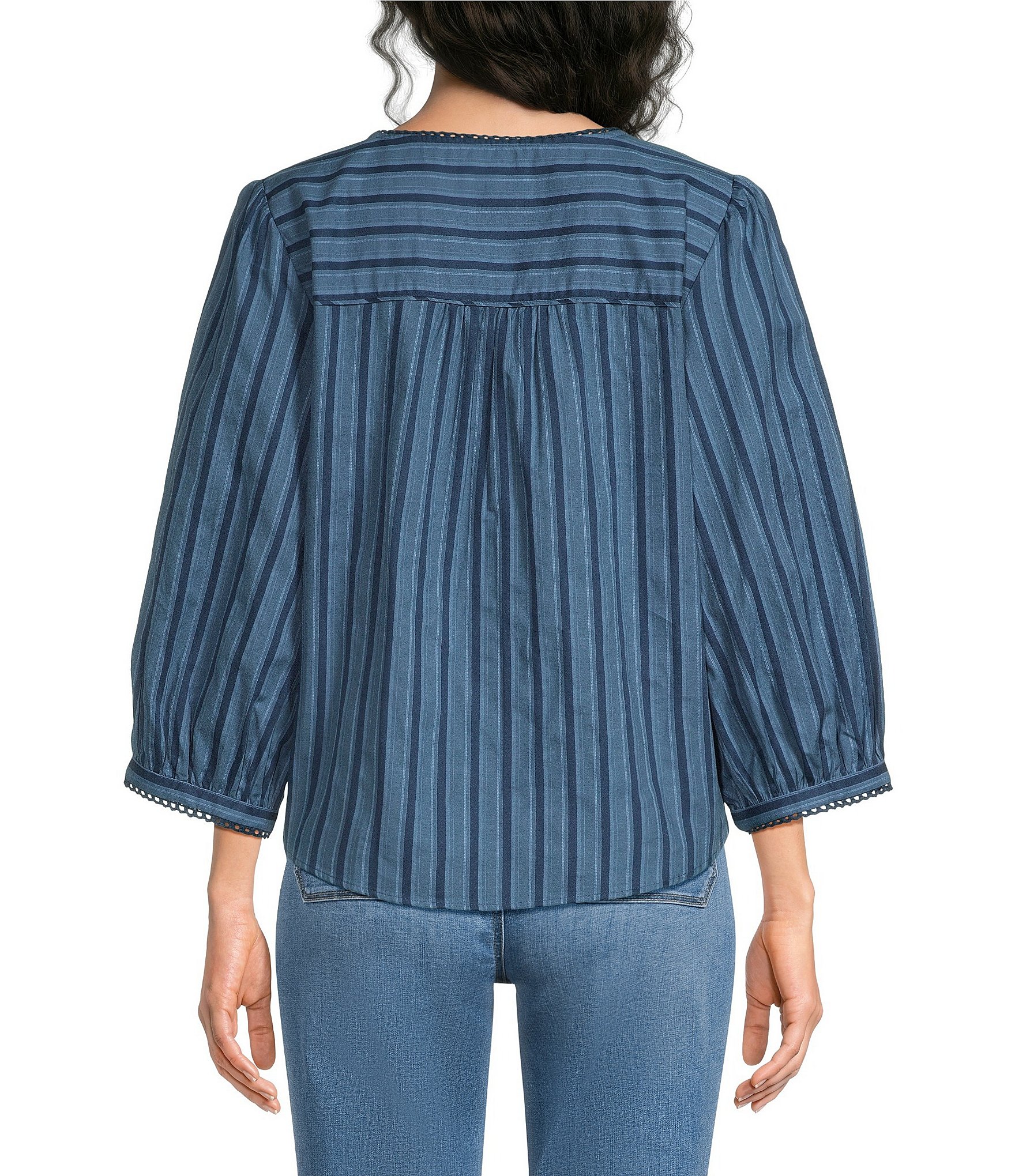 Westbound Petite Size 3/4 Sleeve V-Neck Woven Top