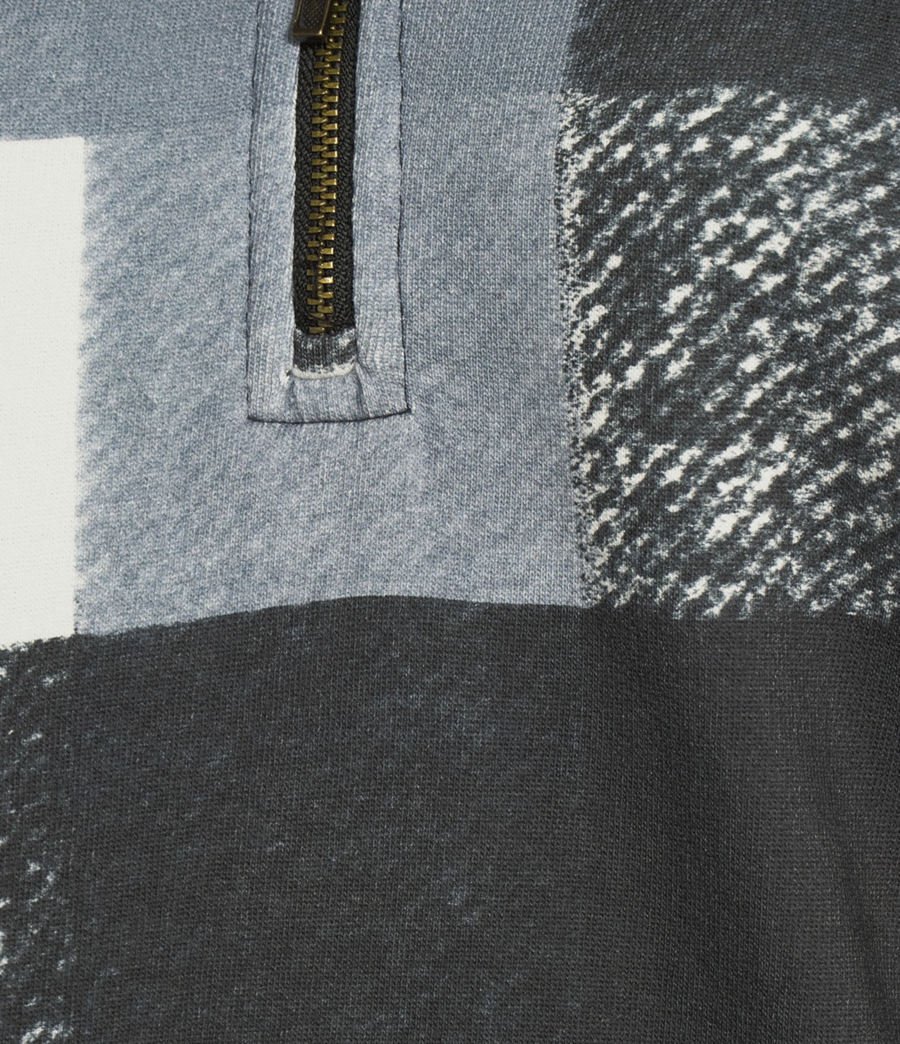 Westbound Petite Size Black White Textured Buffalo Long Sleeve Quarter Zip Pullover