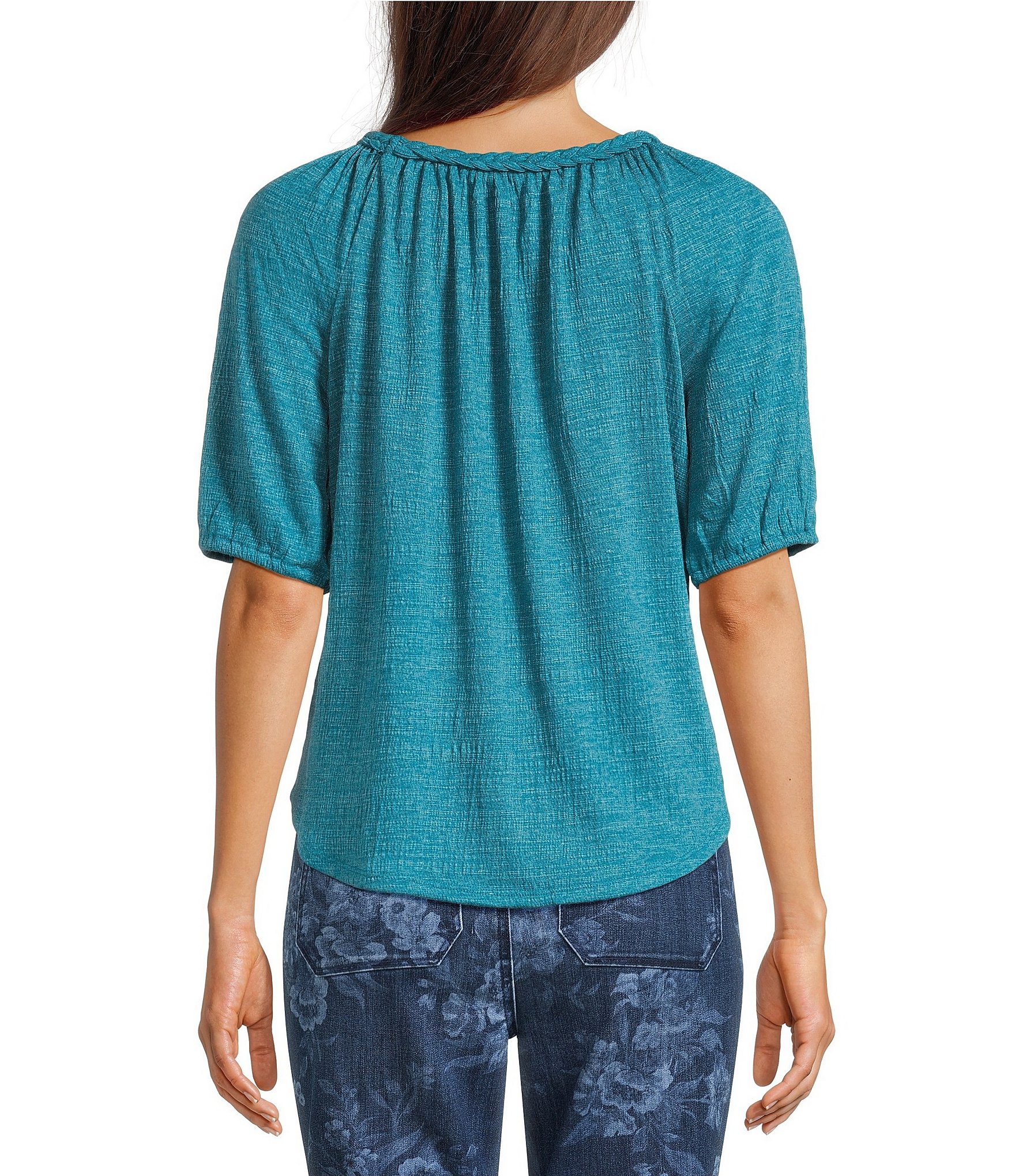 Westbound Petite Size Elbow Sleeve Crew Neck Knit Top