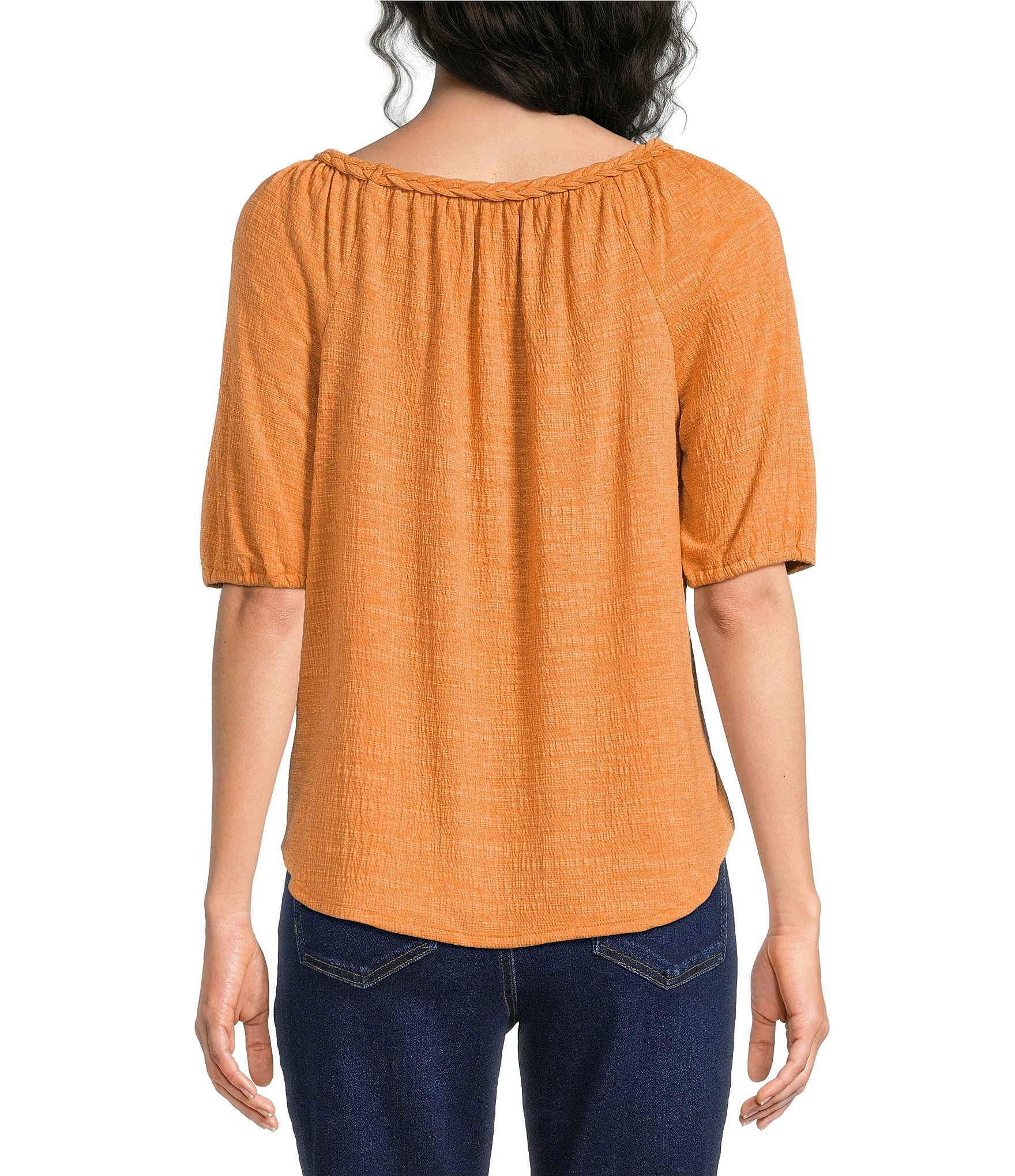 Westbound Petite Size Elbow Sleeve Crew Neck Knit Top