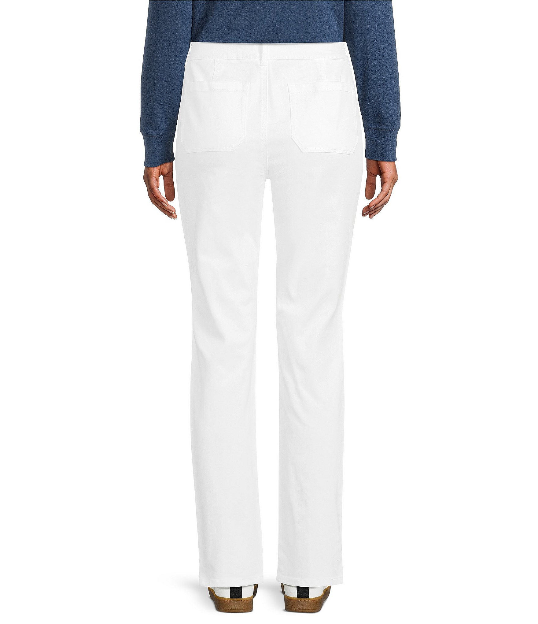 Westbound Petite Size High Rise Patch Pocket Straight Leg Pull-On Pants