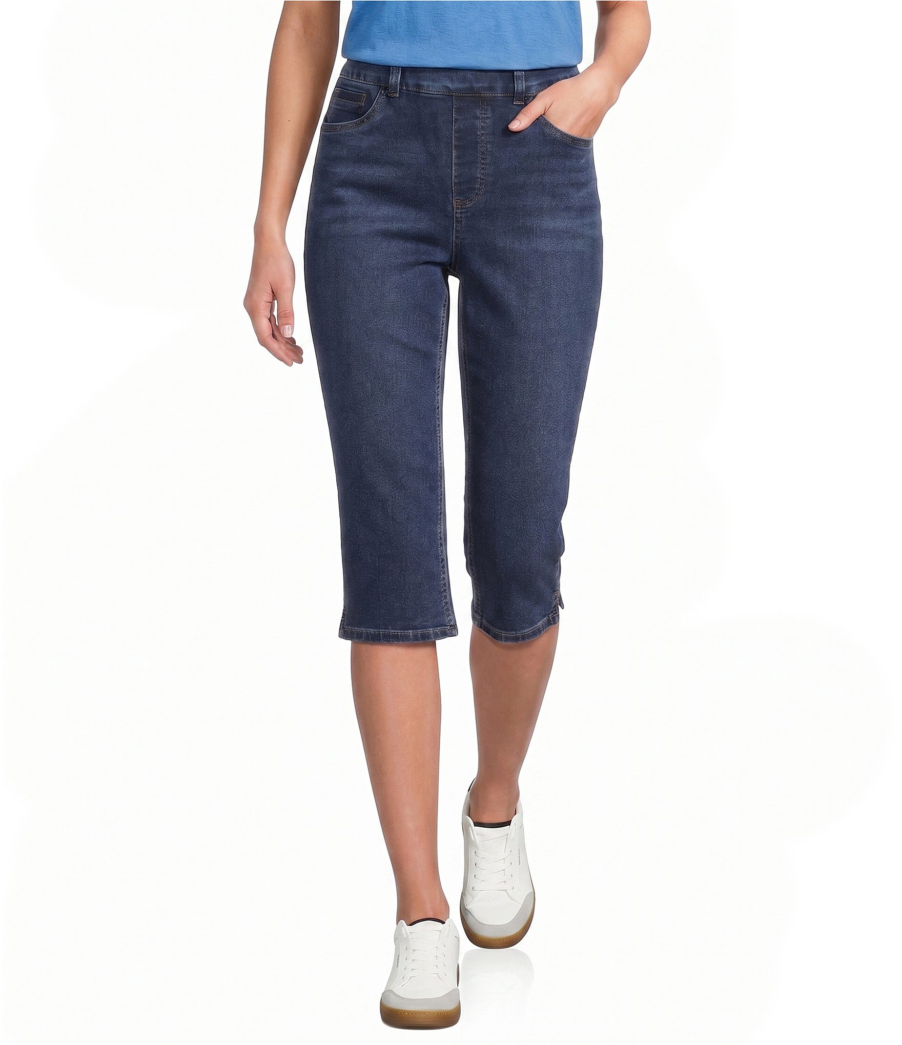 Westbound Petite Size High Rise Pull-On Crop Capri Pants