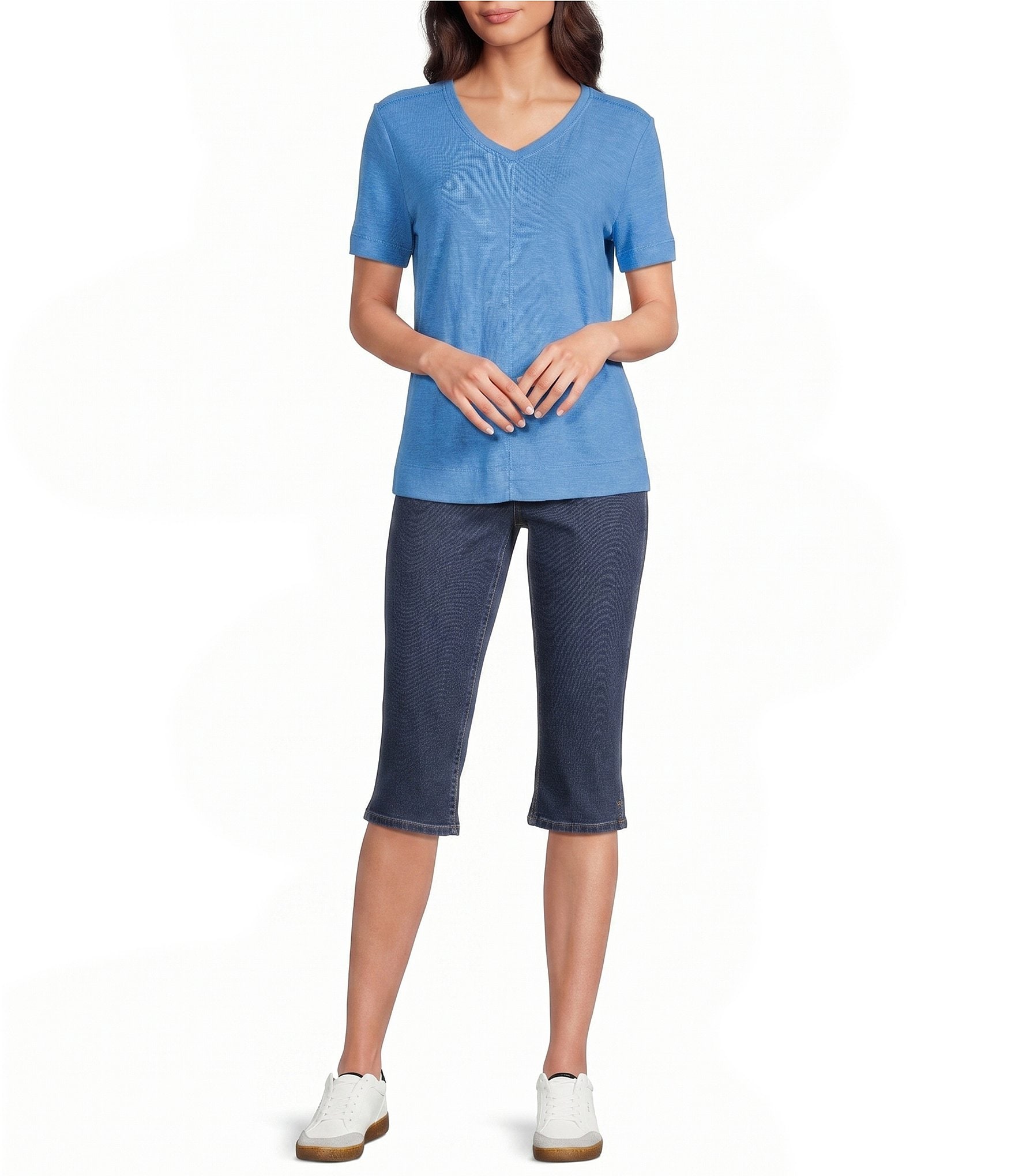 Westbound Petite Size High Rise Pull-On Crop Capri Pants