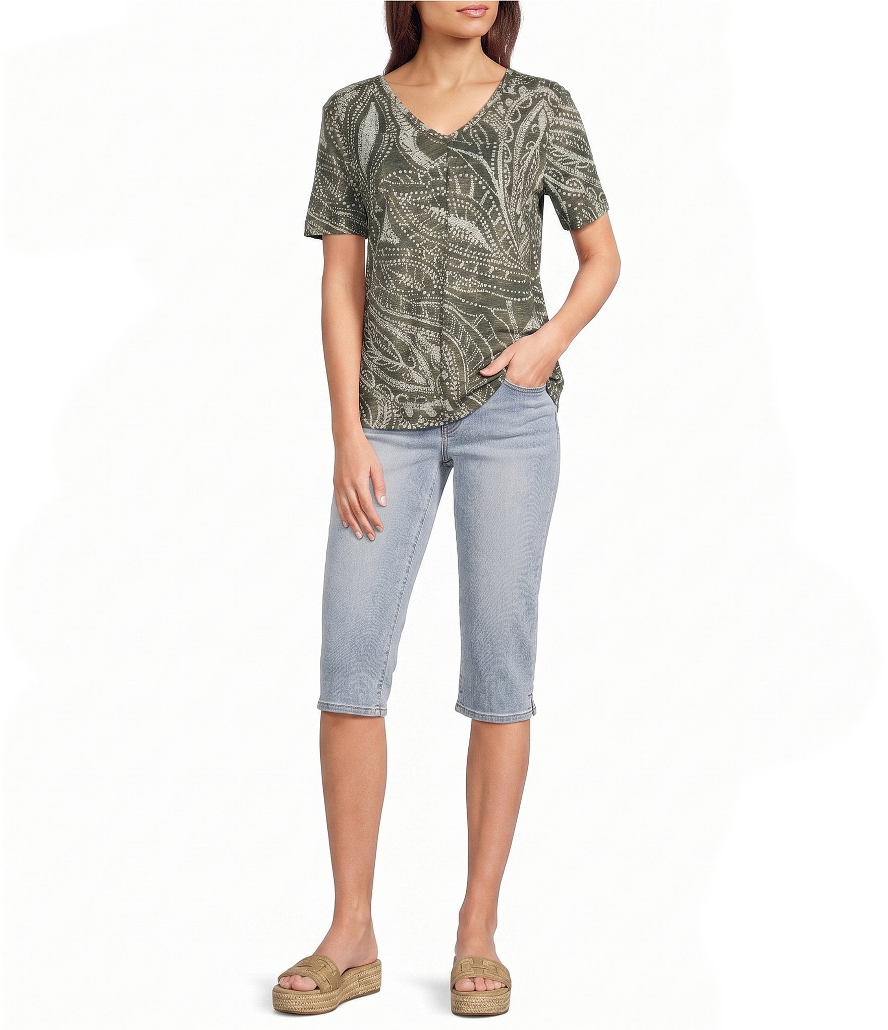 Westbound Petite Size High Rise Pull-On Crop Capri Pants