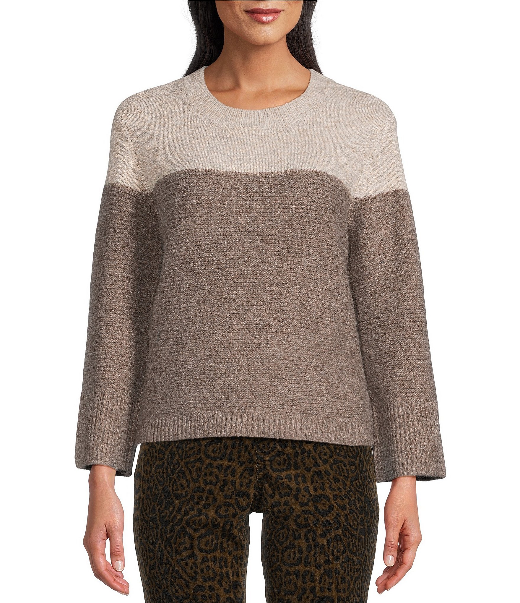 Westbound Petite Size Long Sleeve Crew Neck Sweater