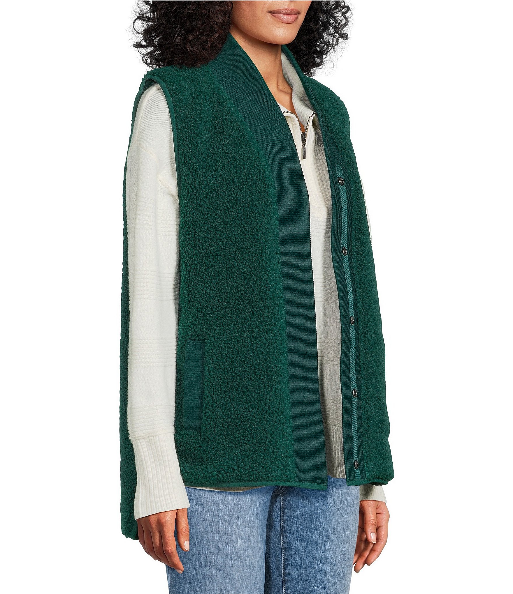 Westbound Petite Size Reversible V-Neck Open Front Vest