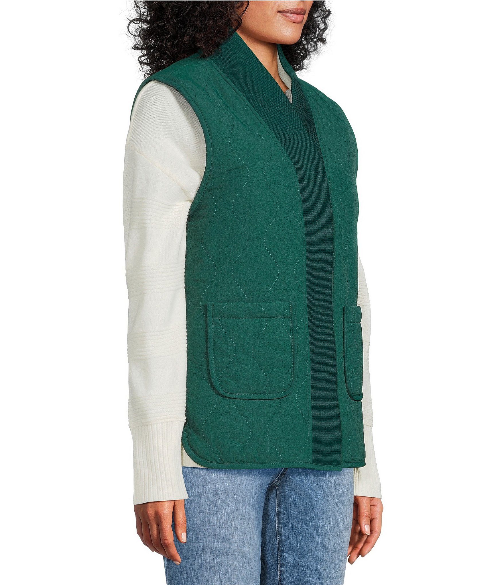 Westbound Petite Size Reversible V-Neck Open Front Vest