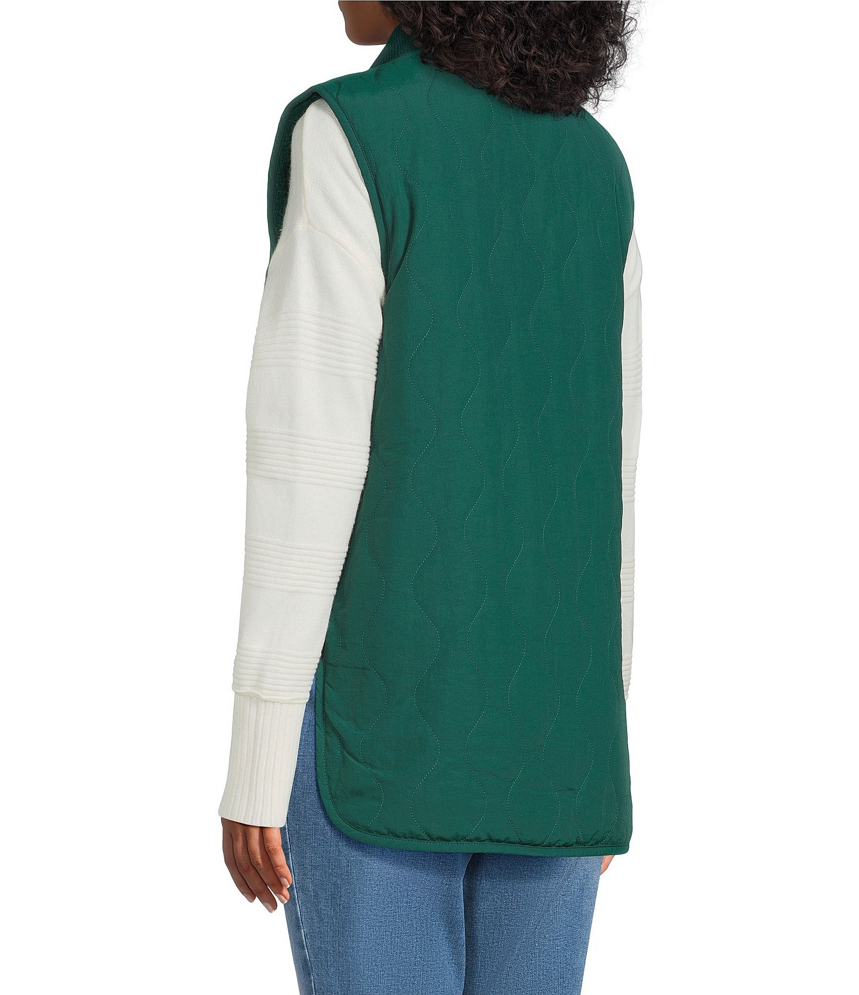 Westbound Petite Size Reversible V-Neck Open Front Vest