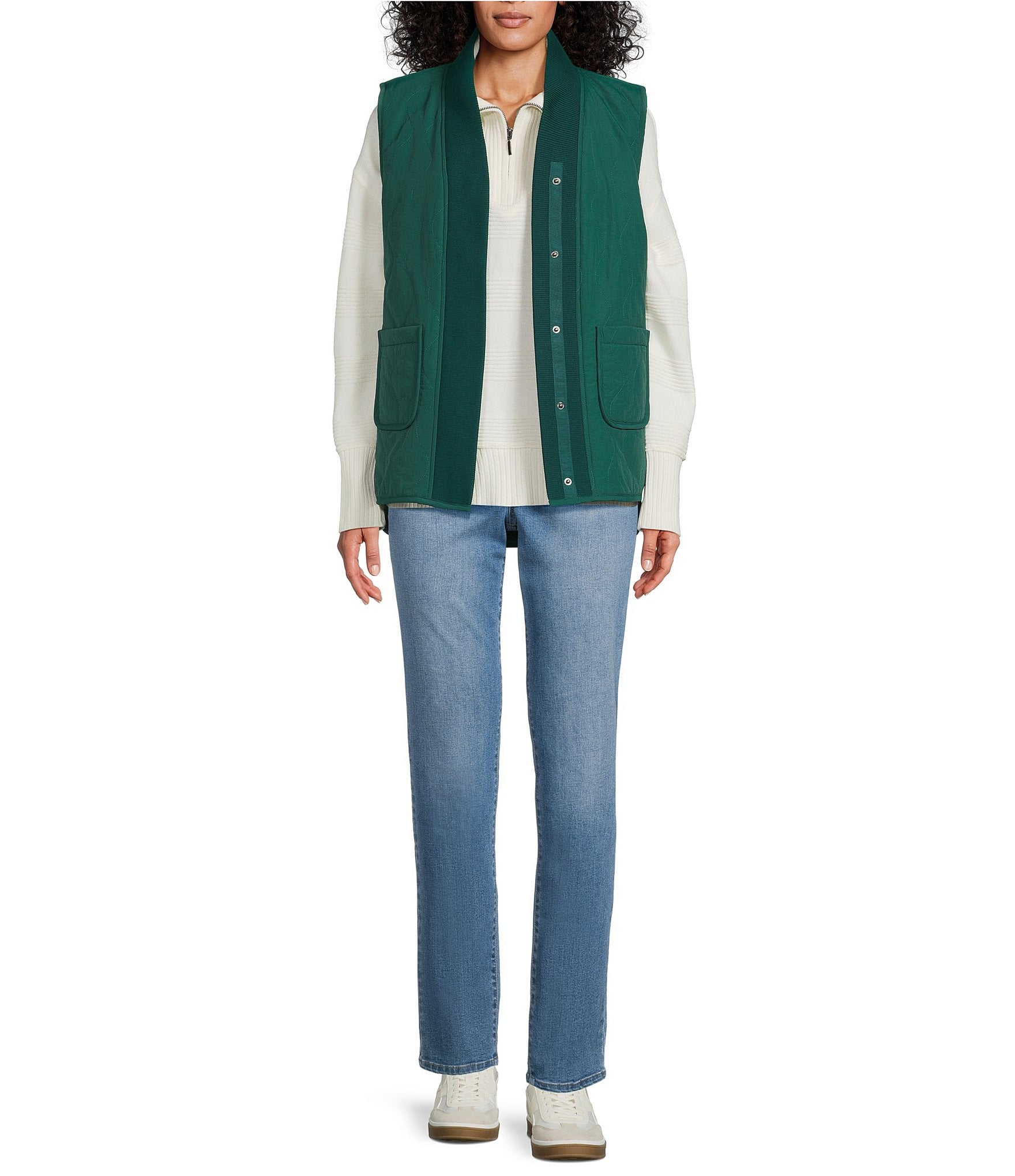 Westbound Petite Size Reversible V-Neck Open Front Vest