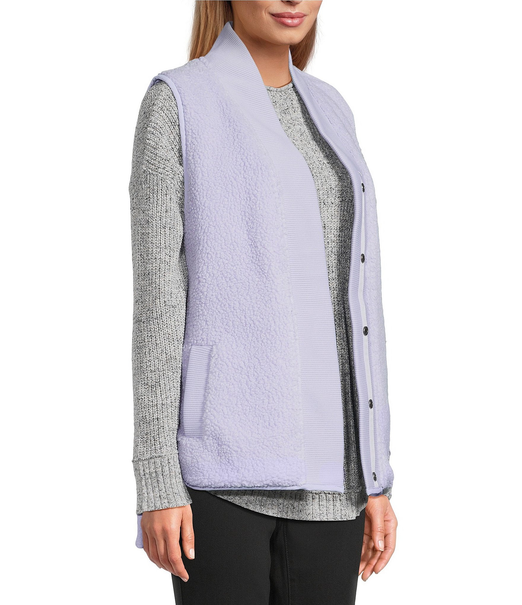 Westbound Petite Size Reversible V-Neck Open Front Vest