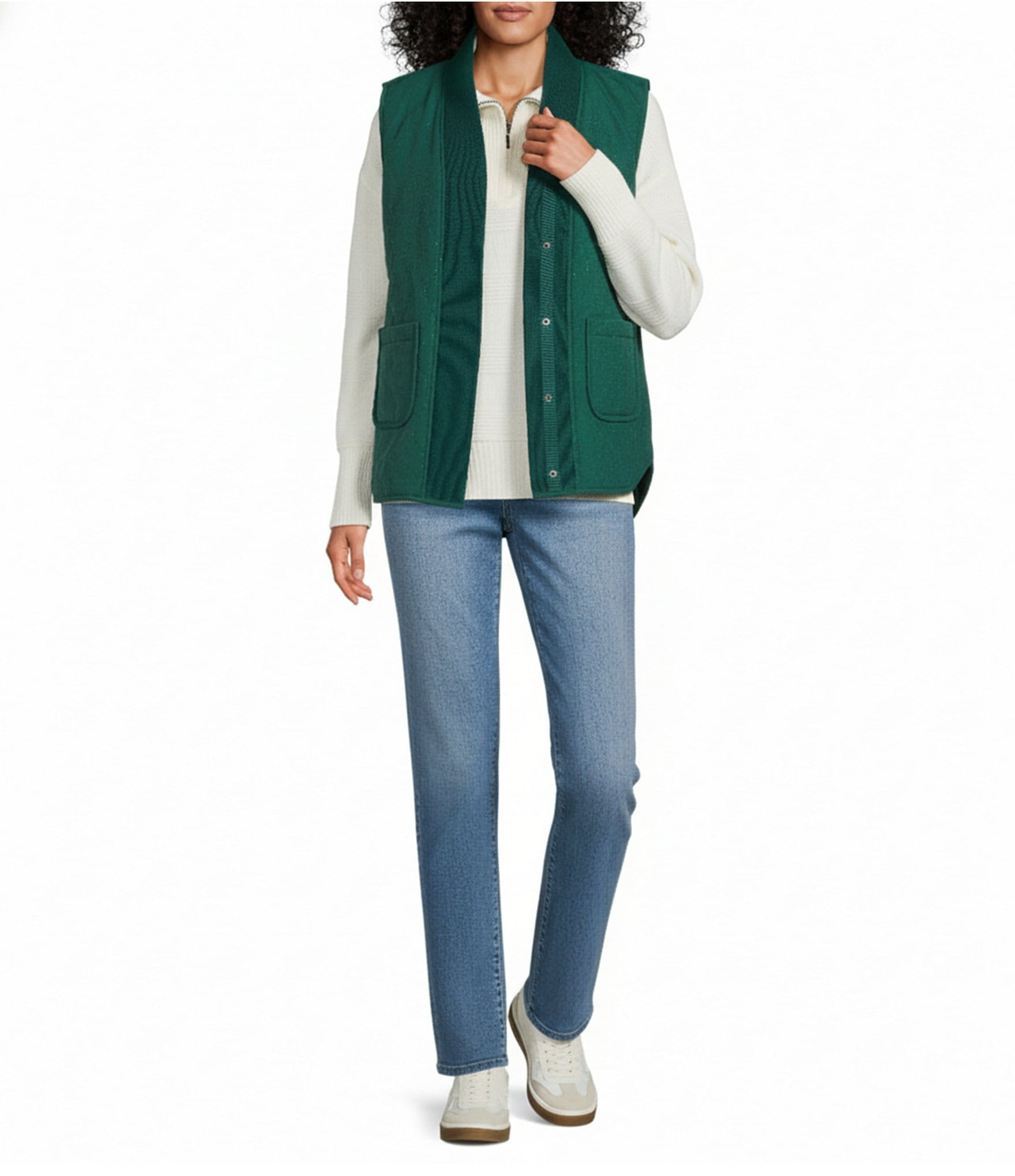 Westbound Petite Size Reversible V-Neck Open Front Vest