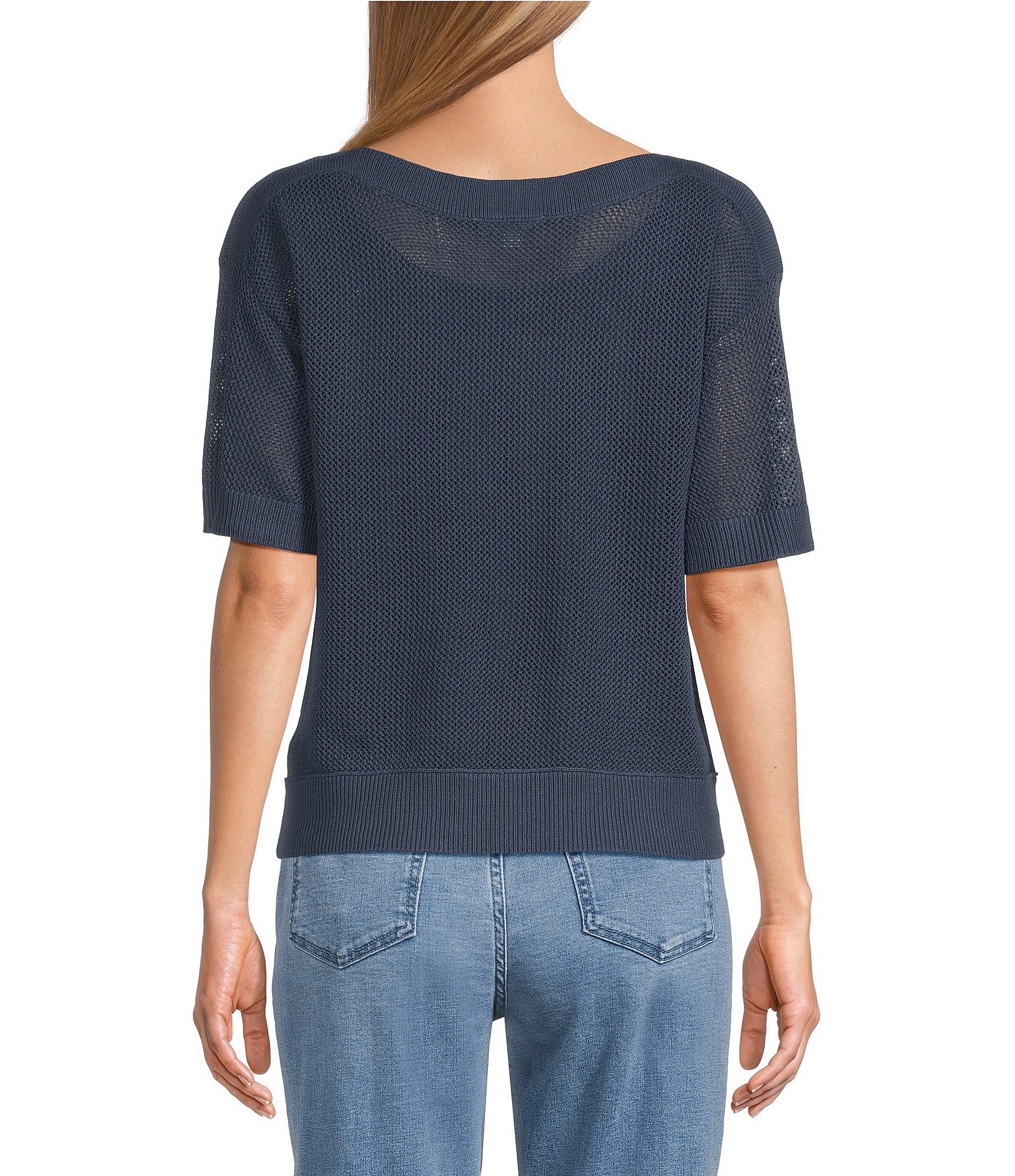 Westbound Petite Size Short Sleeve Boat Neck Top