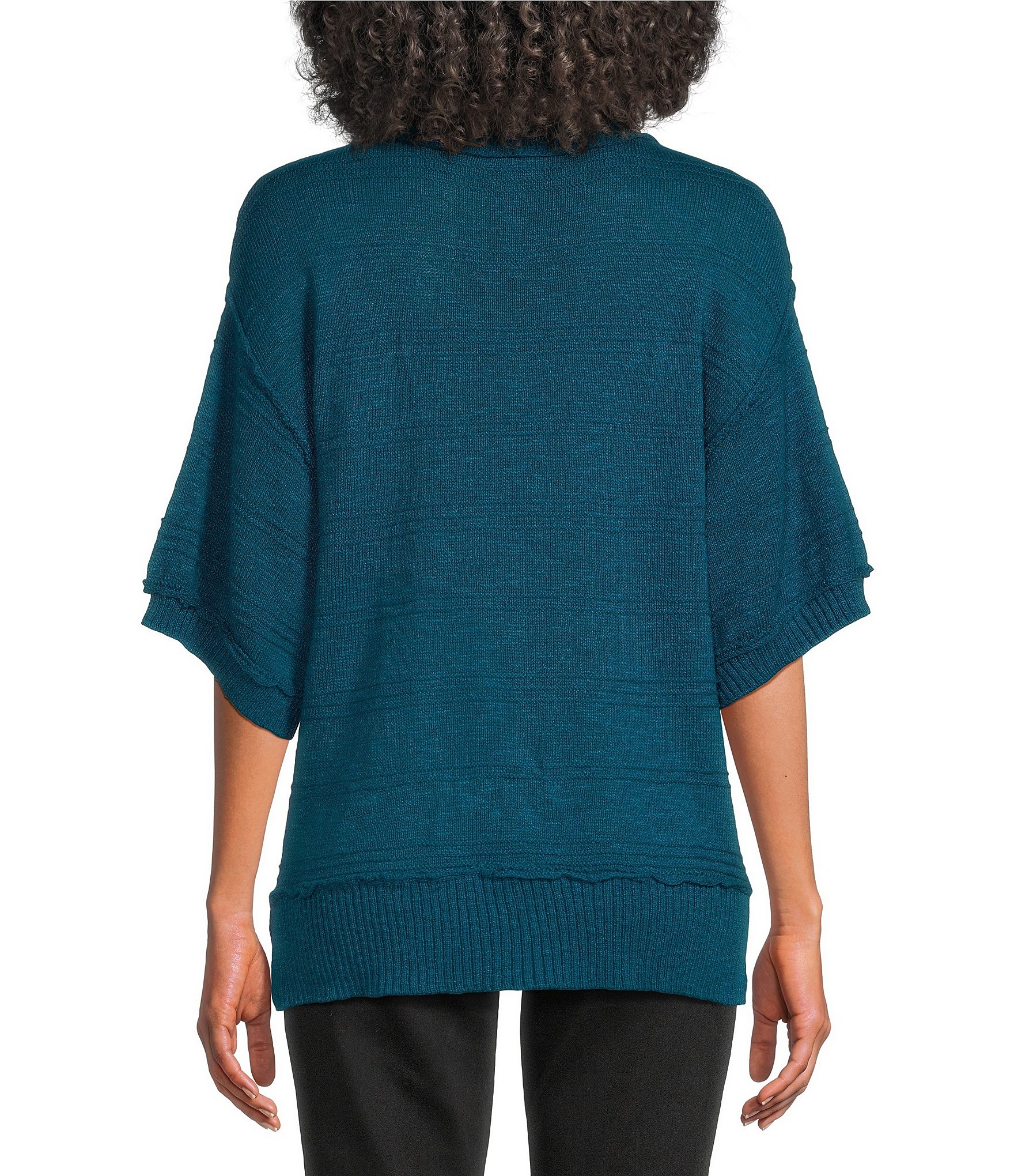 Westbound Petite Size Short Sleeve Crew Neck Sweater Top