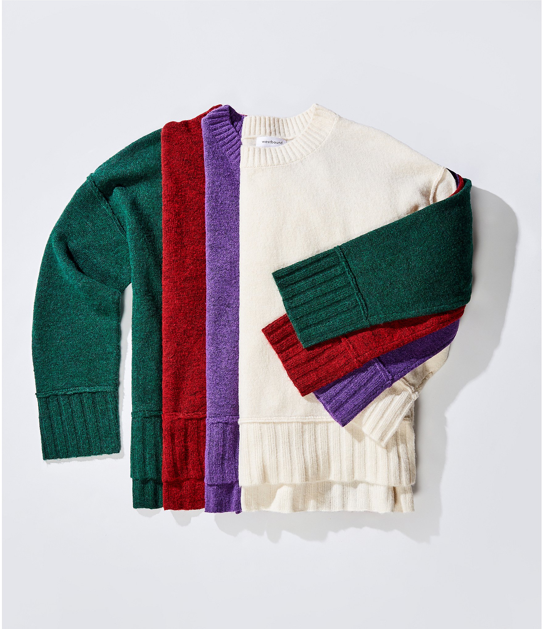 Westbound Petite Size Wool Blend Long Sleeve Crew Neck Sweater