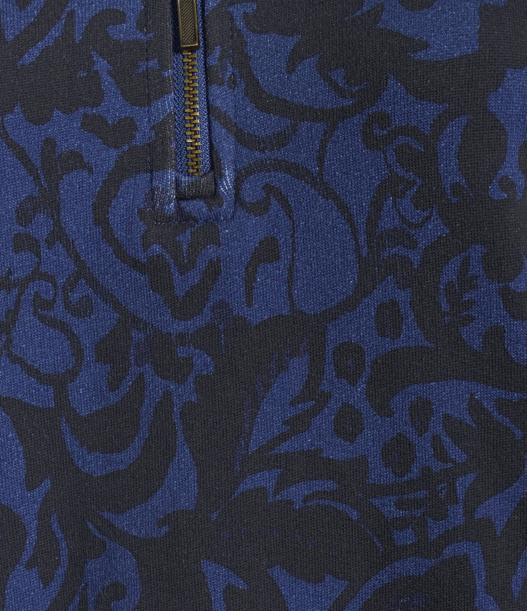 Westbound Petite Twilight Blue Paisley Patch Long Sleeve Quarter Zip Pullover