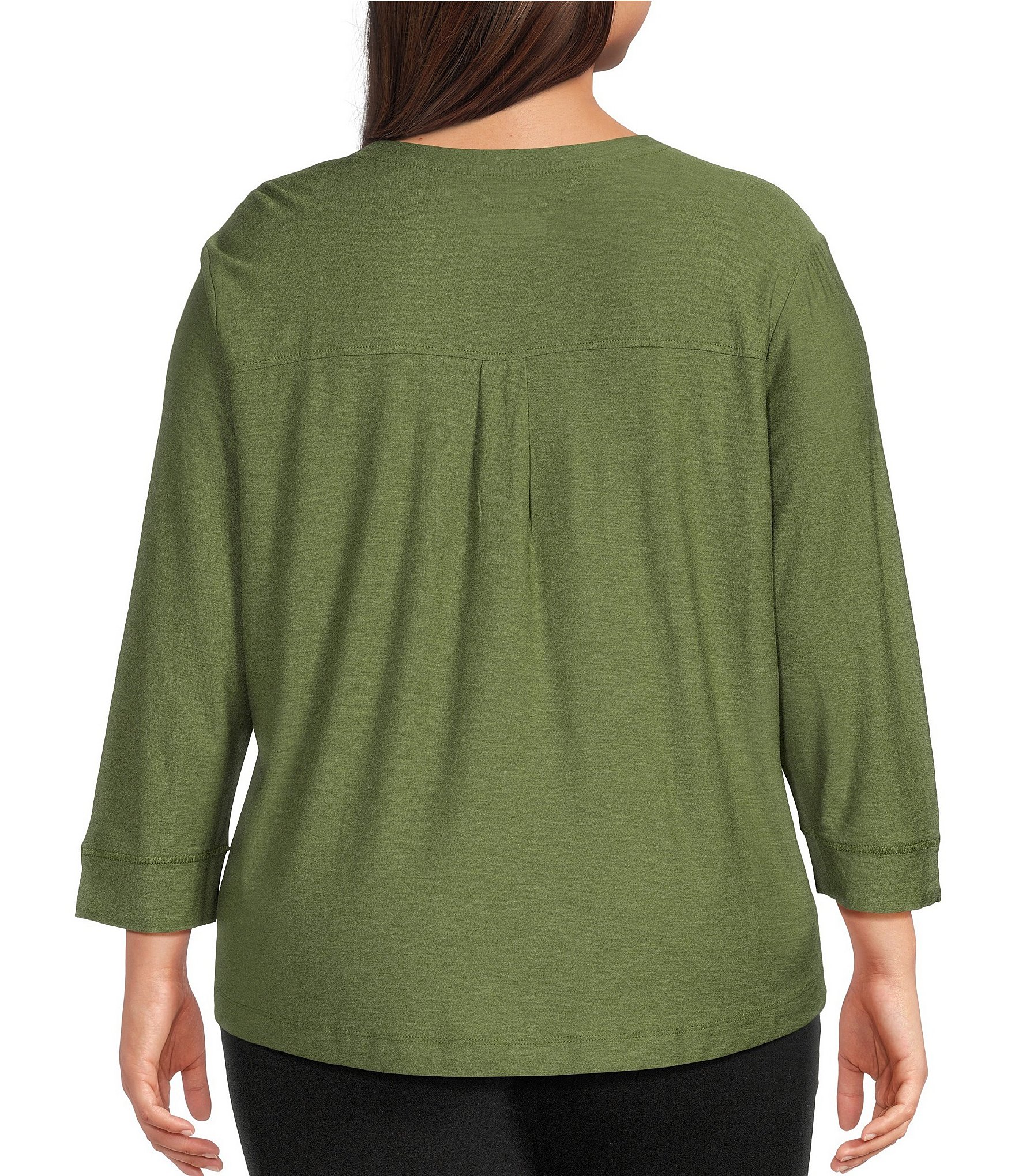 Westbound Plus Size 3/4 Sleeve Knit Crew Neck Top
