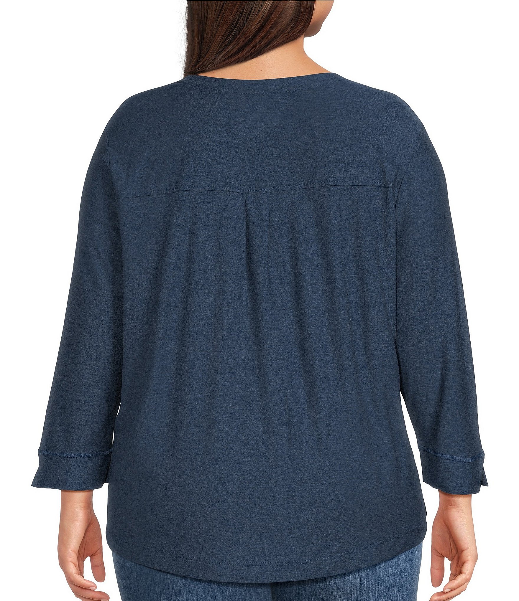 Westbound Plus Size 3/4 Sleeve Knit Crew Neck Top