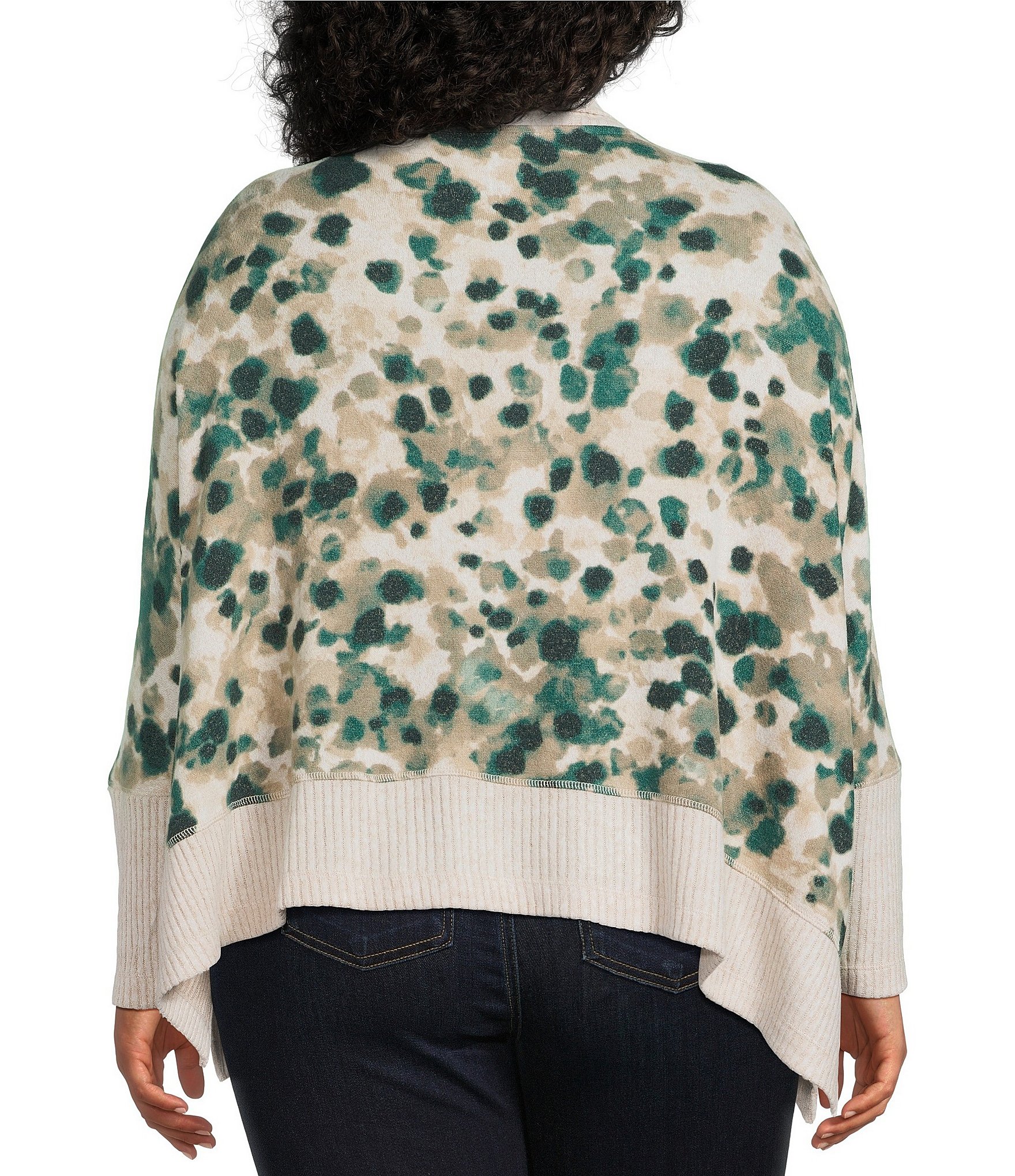 Westbound Plus Size Animal Print Long Sleeve Mock Neck Knit Top