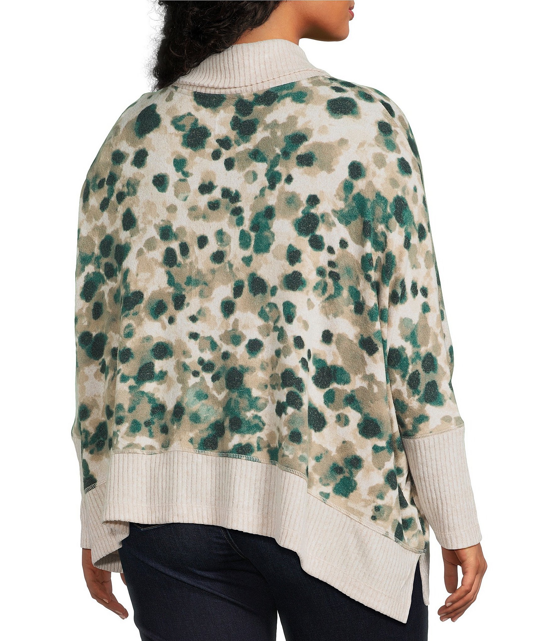 Westbound Plus Size Animal Print Long Sleeve Mock Neck Knit Top
