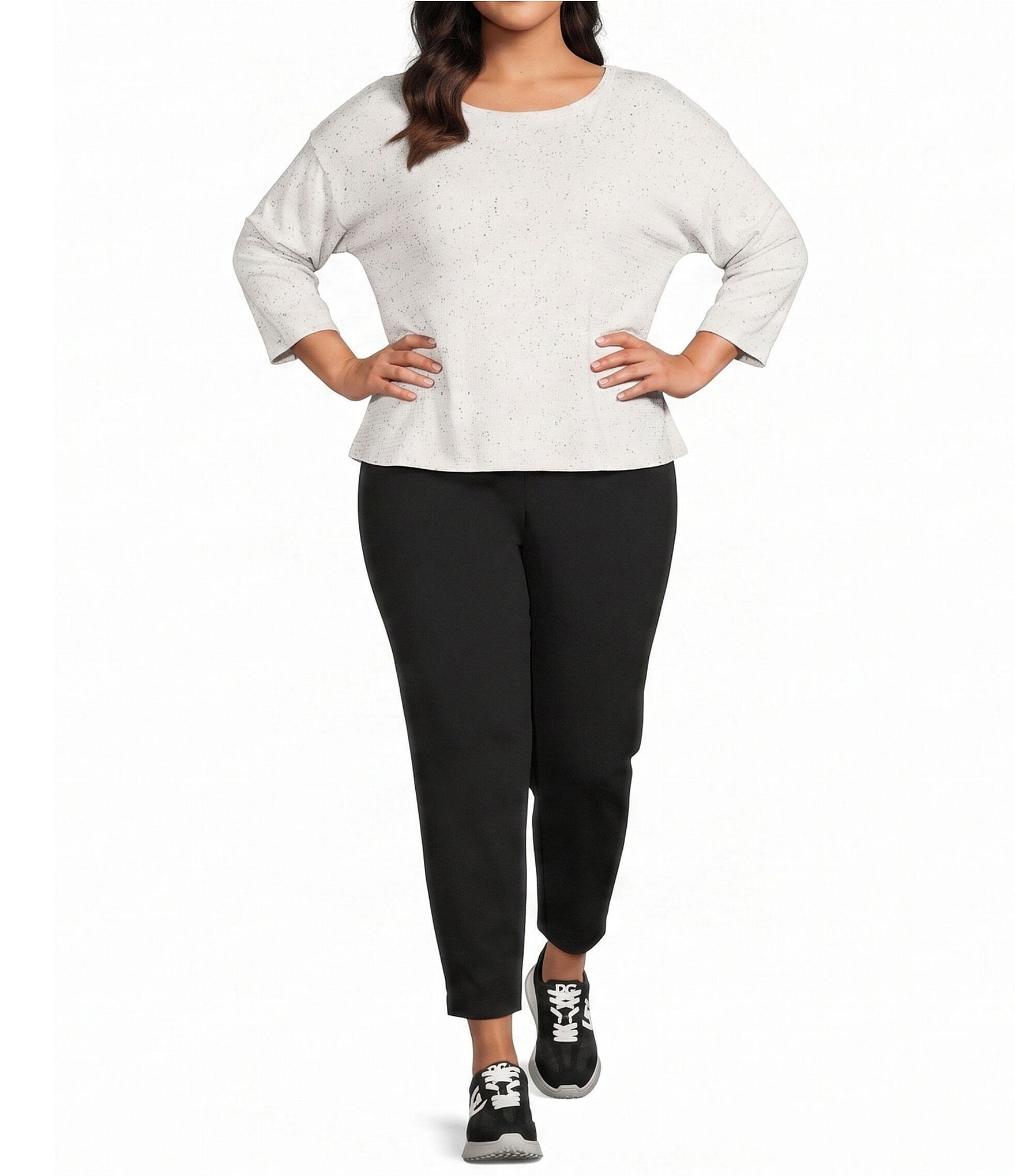 Westbound Plus Size Dolman 3/4 Sleeve Boat Neck Top