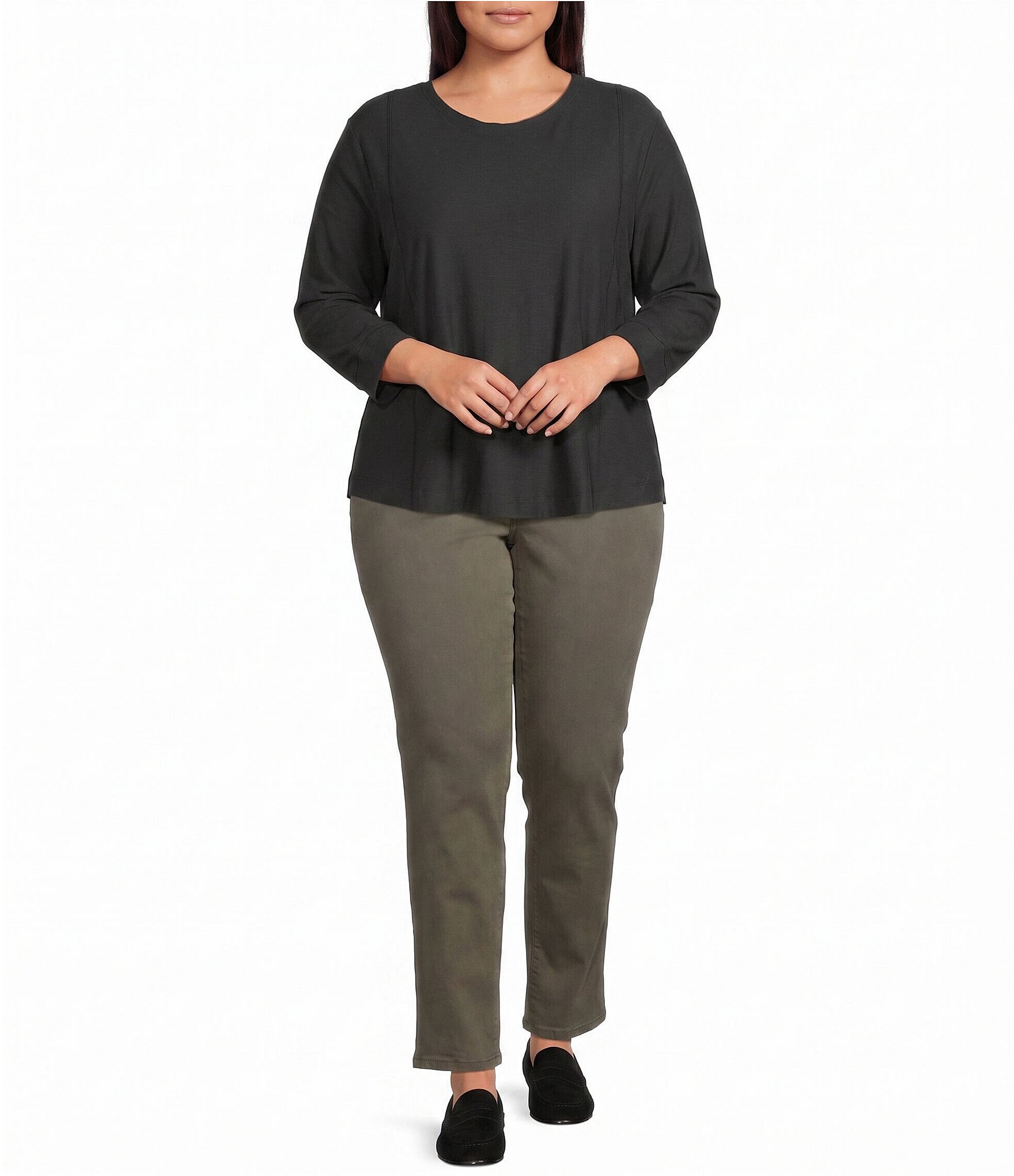 Westbound Plus Size High Rise Patch Pocket Straight Leg Pull-On Pants
