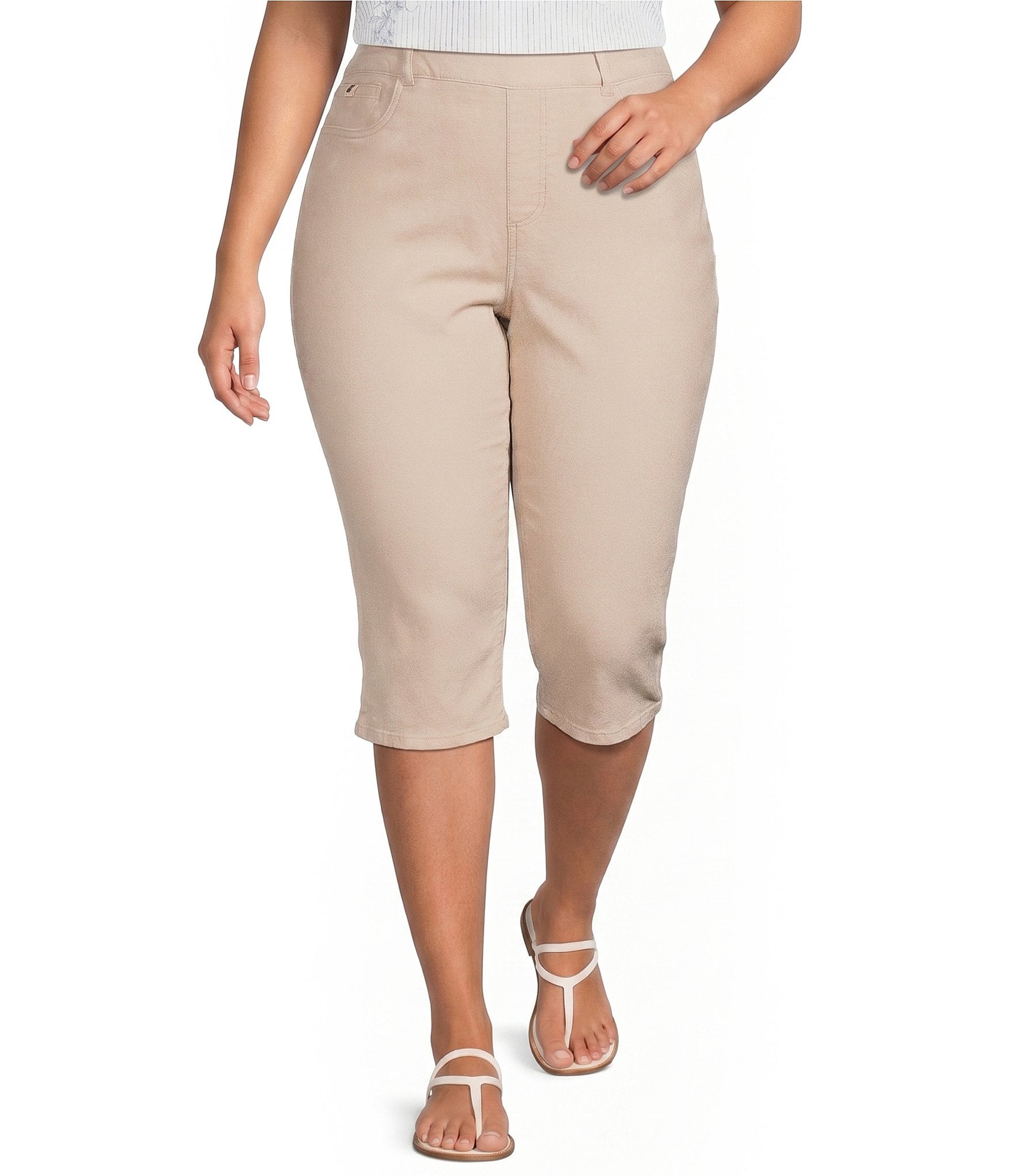 Westbound Plus Size High Rise Pullon Crop Capri Pants