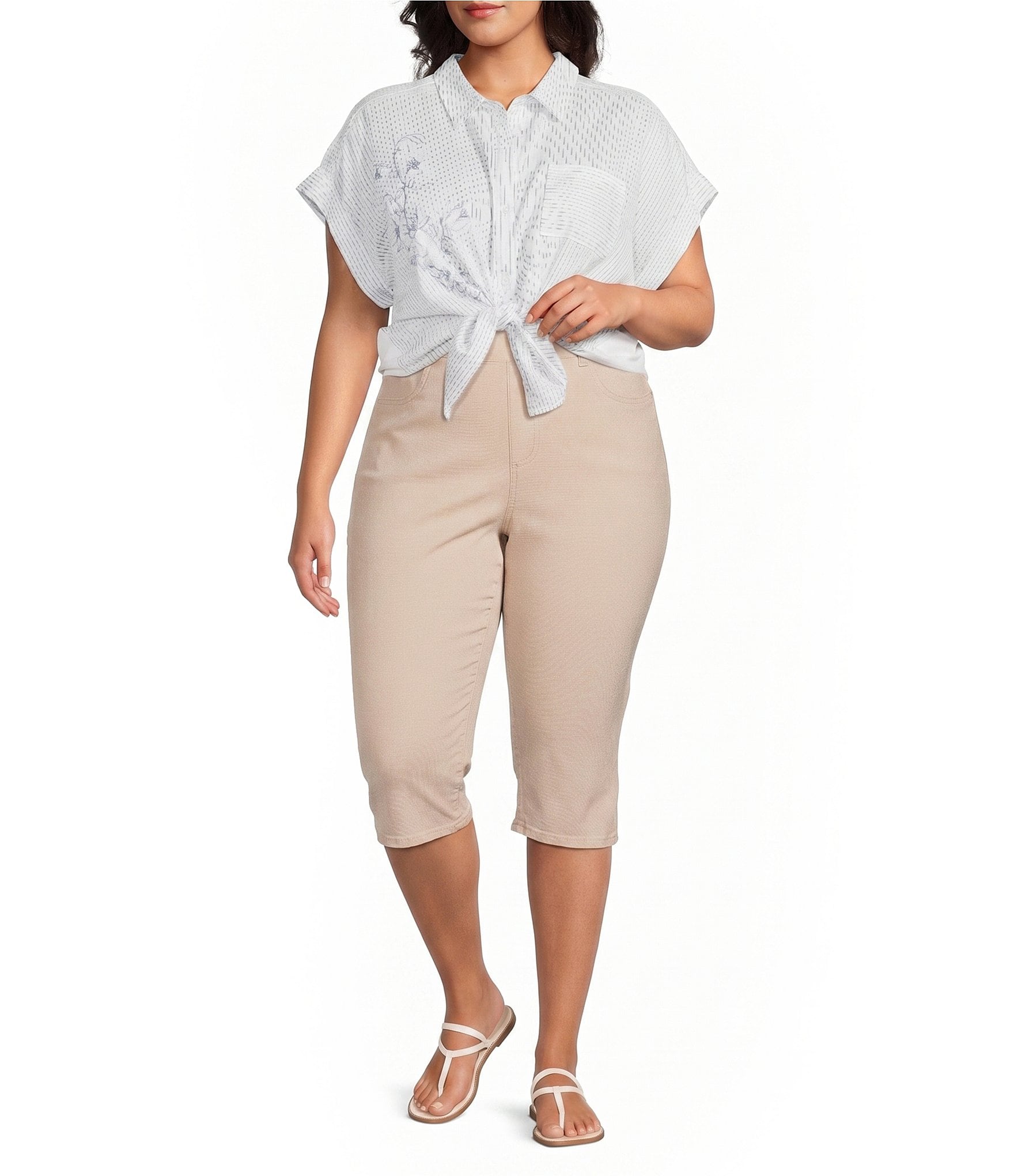 Westbound Plus Size High Rise Pullon Crop Capri Pants