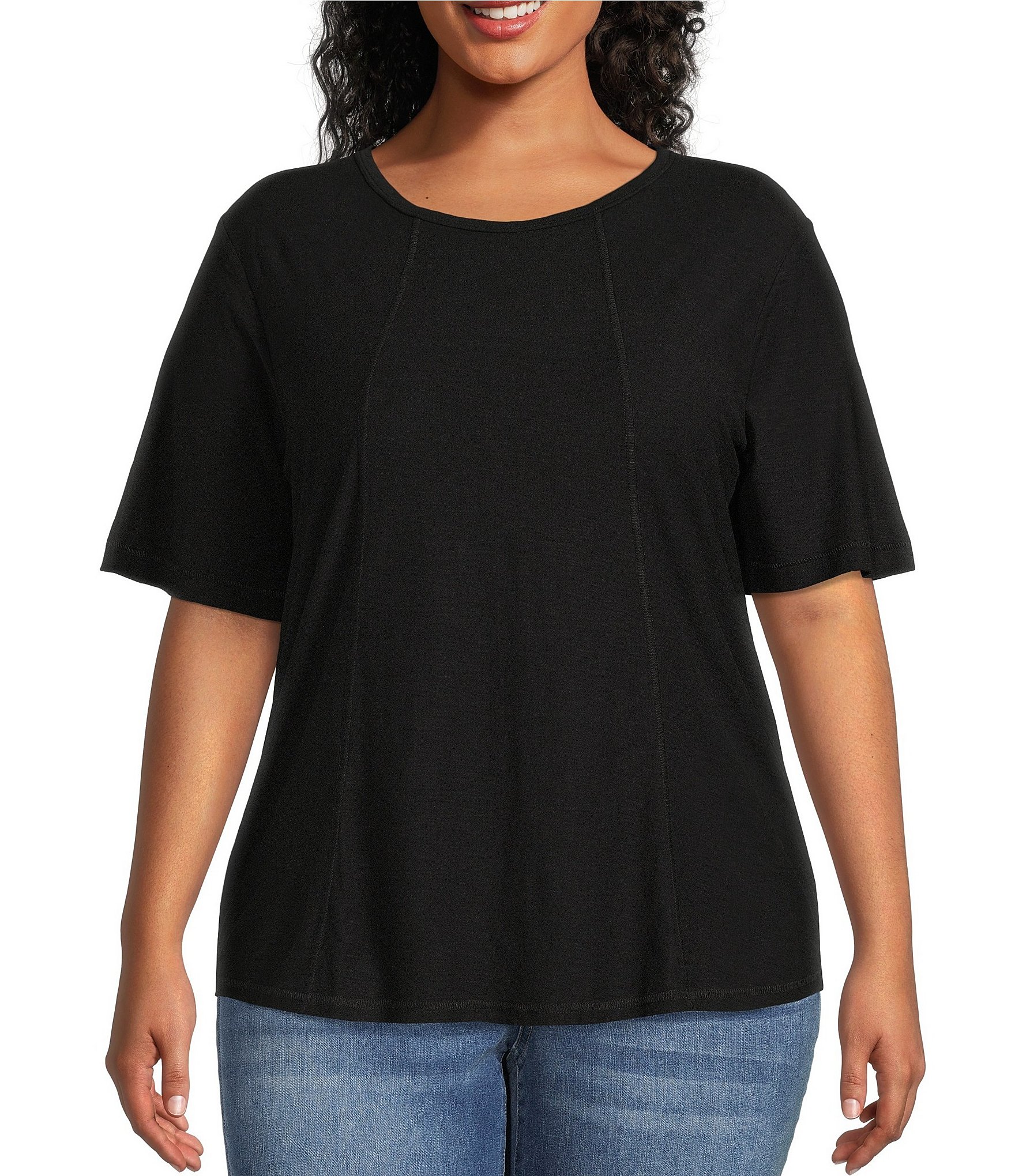Westbound Plus Size Short Sleeve Solid Knit Tee Shirt | Dillard's