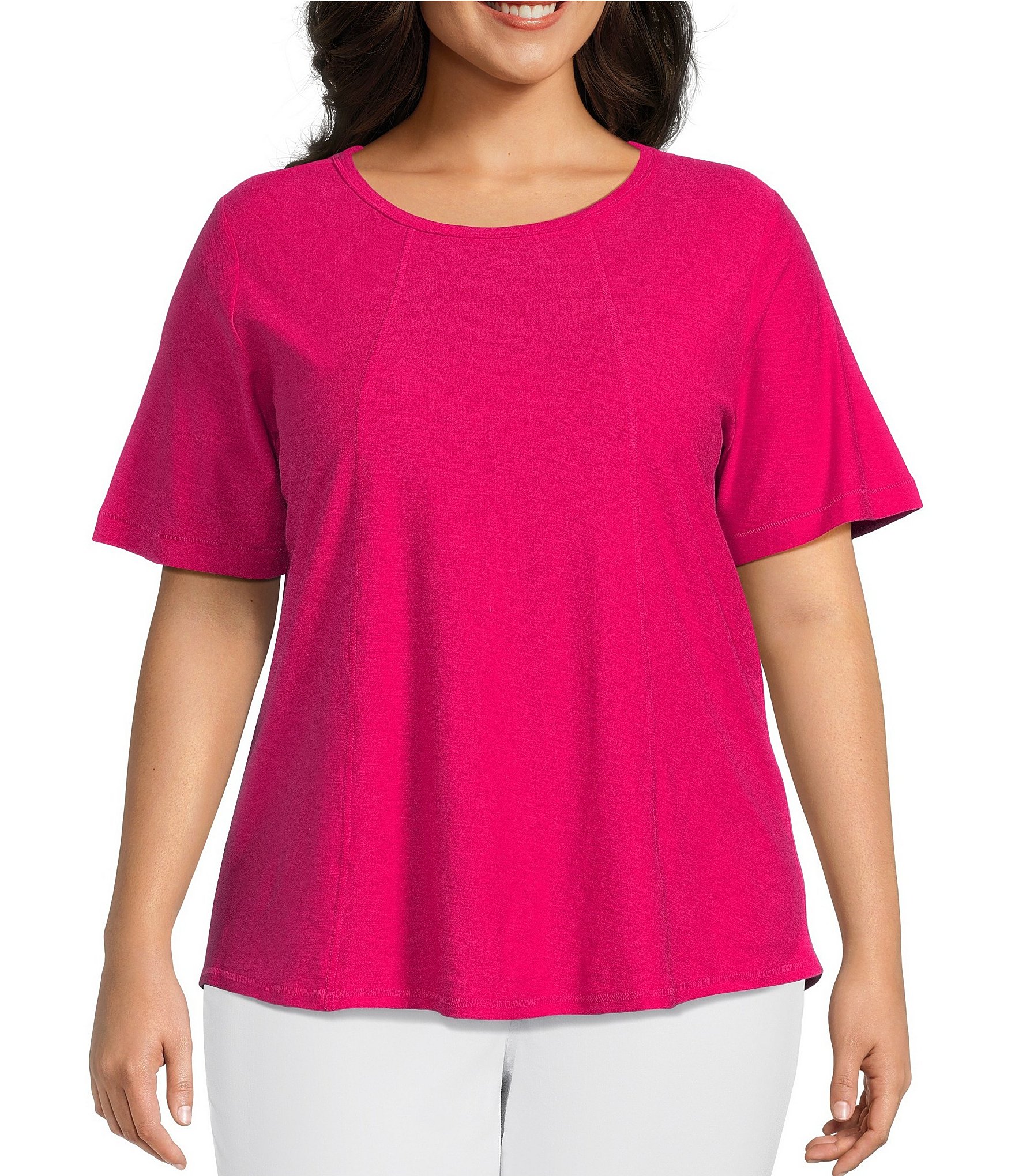 Westbound Plus Size Short Sleeve Solid Knit Tee | Dillard's