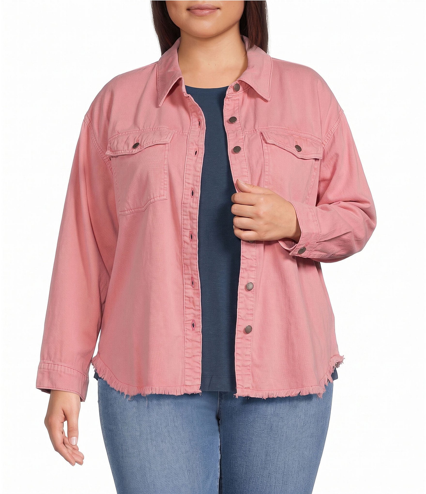 Westbound Plus Size Long Sleeve Button Front Shacket