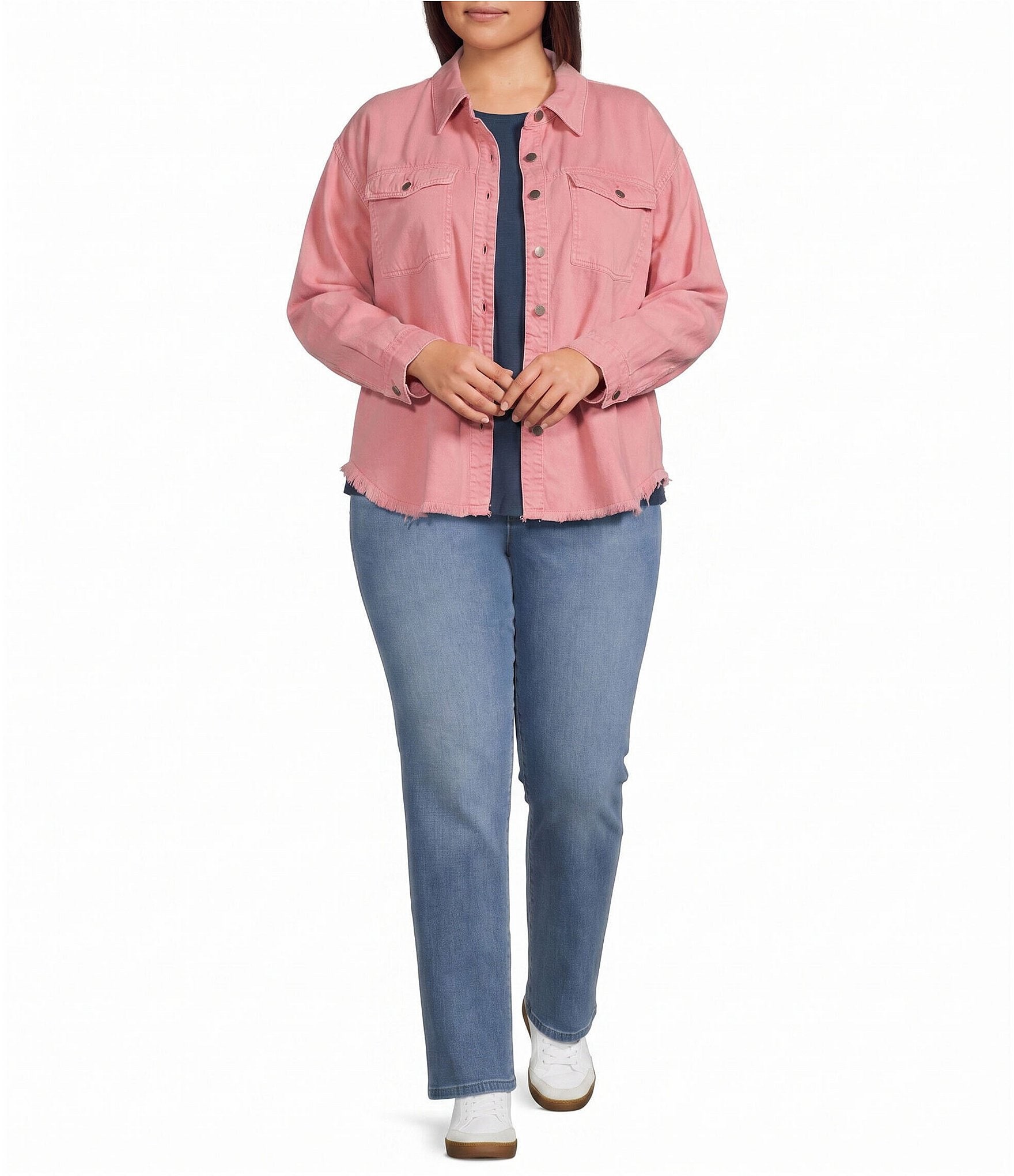 Westbound Plus Size Long Sleeve Button Front Shacket