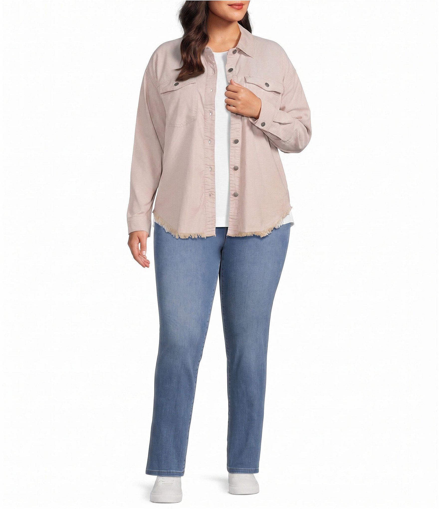 Westbound Plus Size Long Sleeve Button Front Shacket