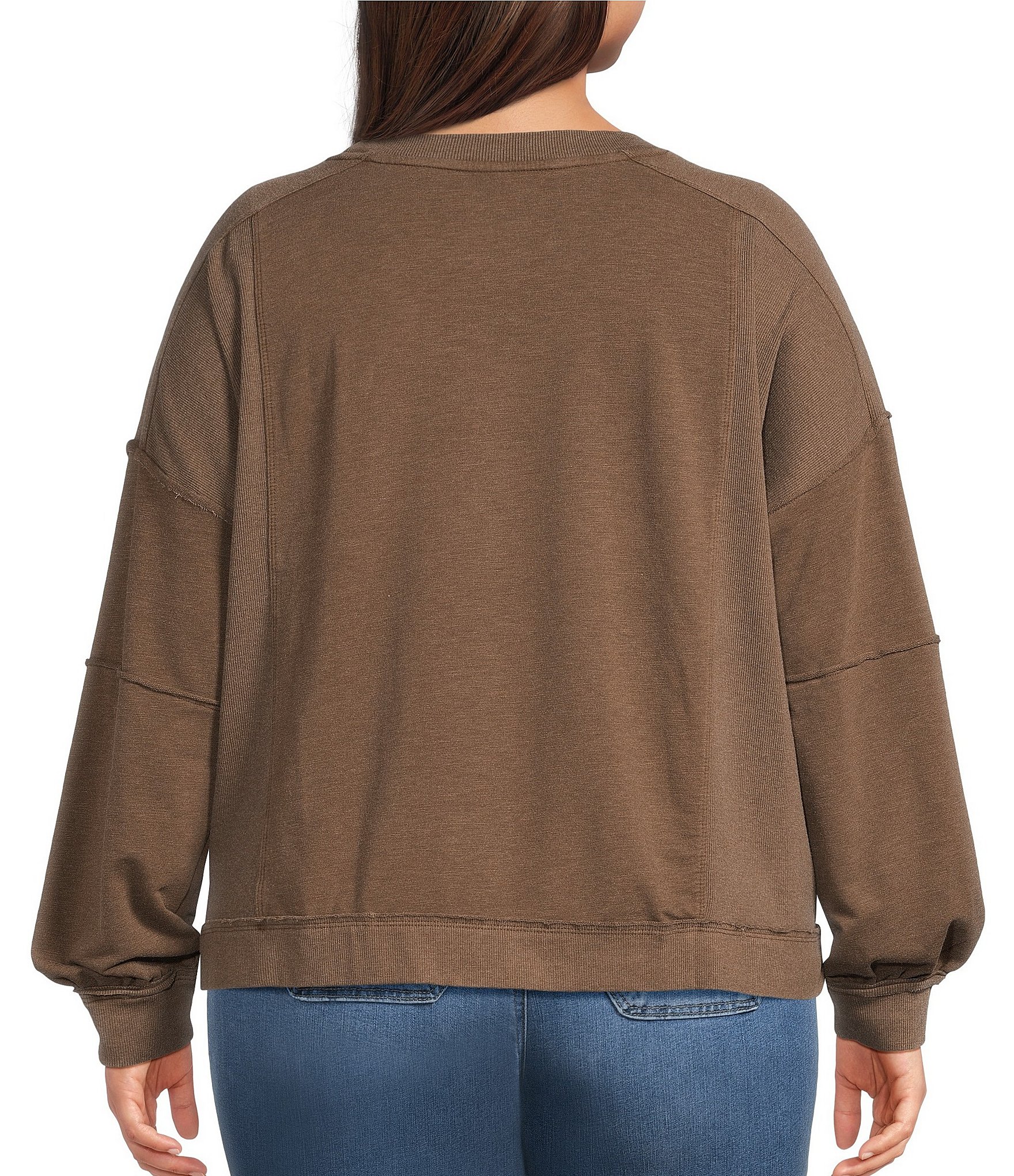 Westbound Plus Size Long Sleeve Crew Neck Knit Top